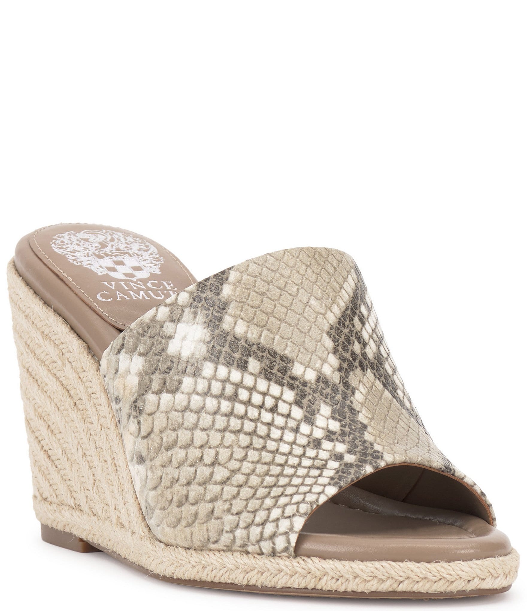 Vince Camuto Fayla Snake Embossed Leather Wedge Sandals | Dillard's