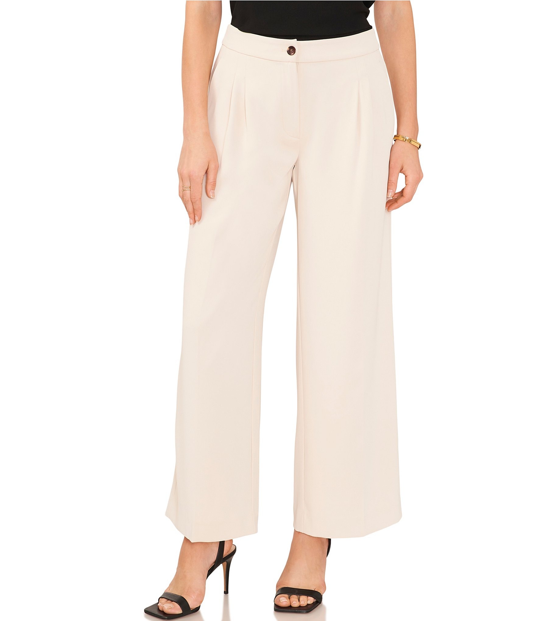 Vince Camuto Front Pleat Twill Side Pocket Wide Leg Trouser Pant ...