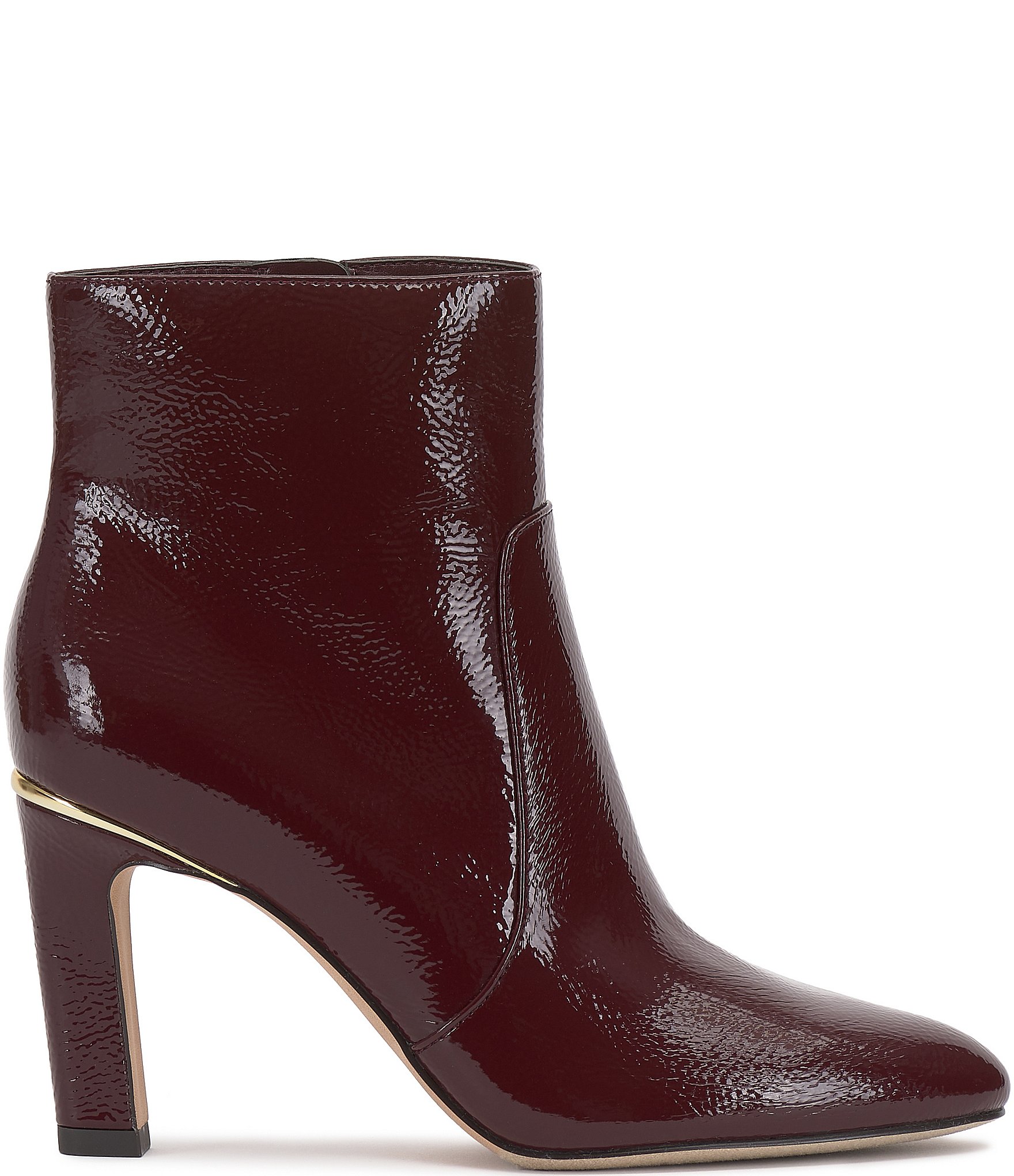 Vince Camuto Greer Patent Zip Up Ankle Booties
