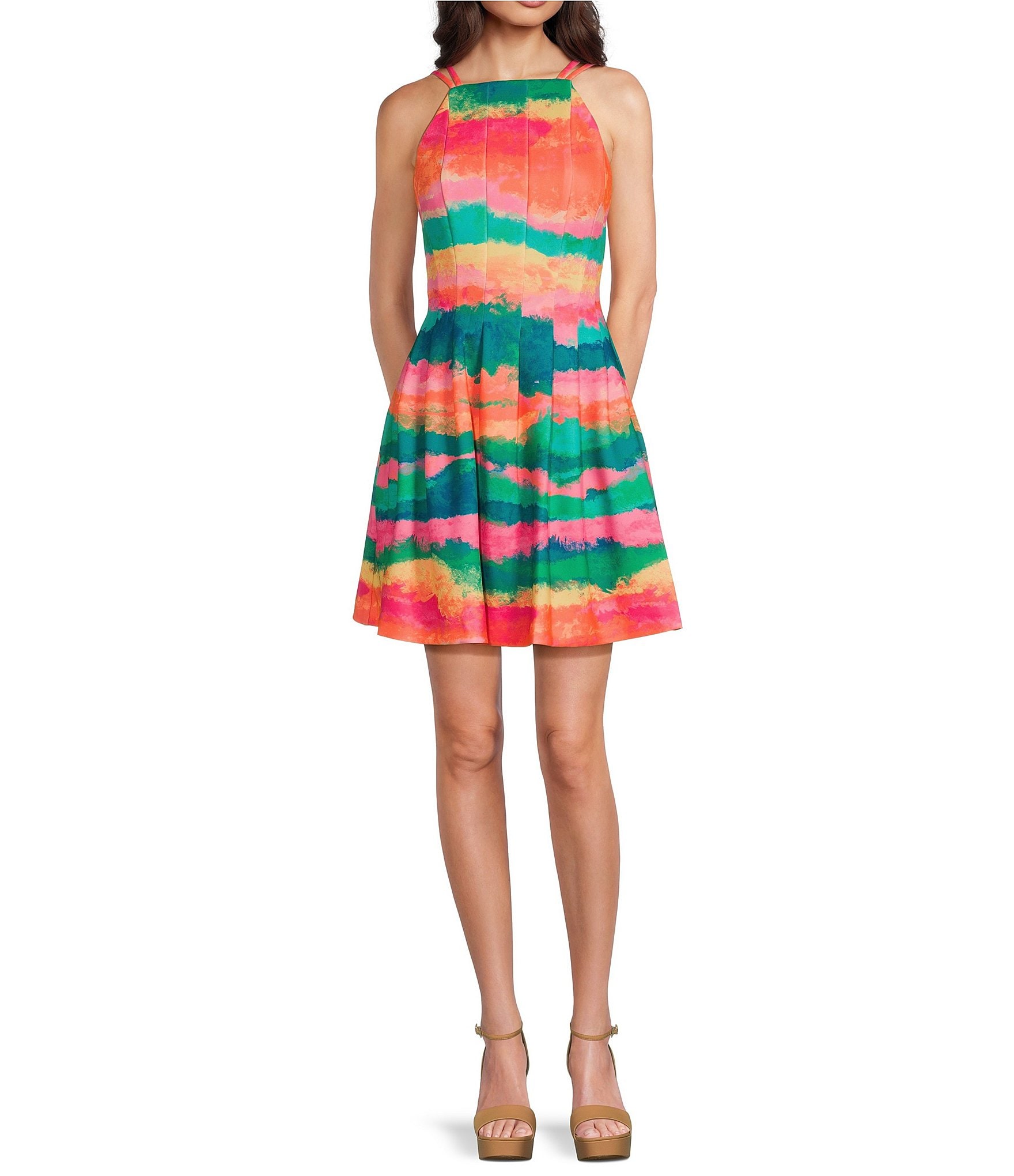 Vince Camuto Halter A Line Sleeveless Mini Dress | Dillard's