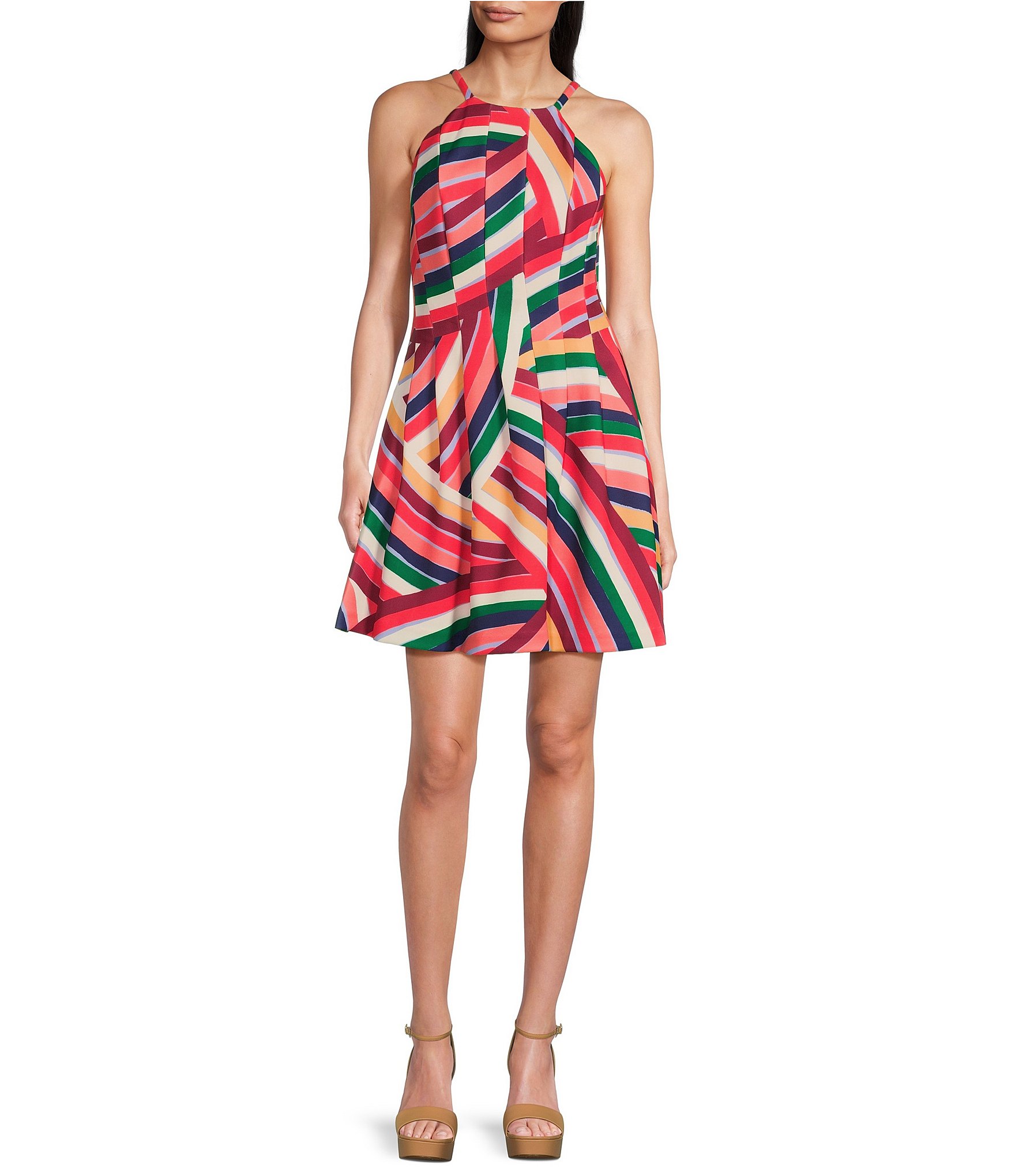 Vince Camuto Halter Neck Sleeveless A-Line Dress | Dillard's