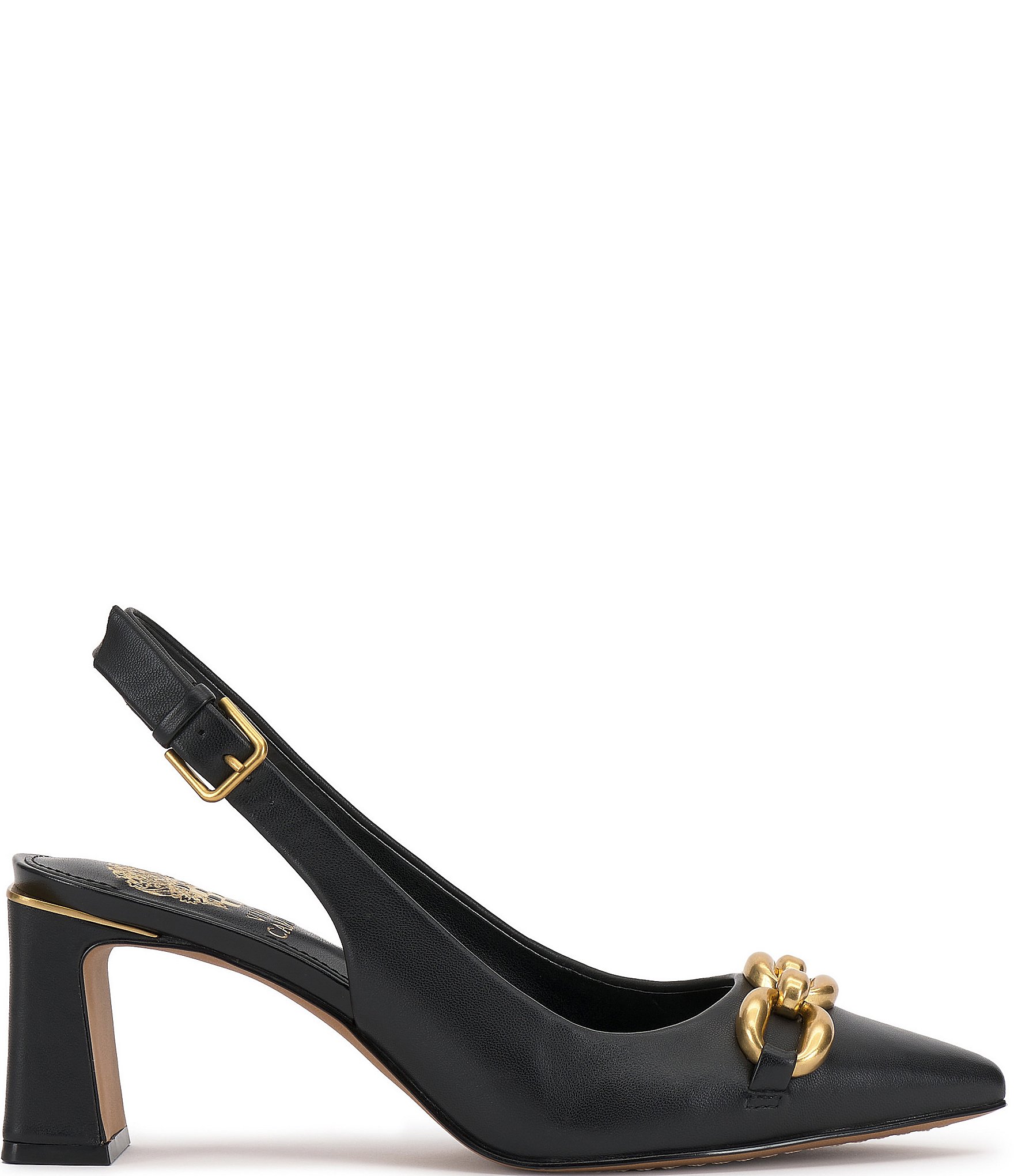 Vince Camuto Hamden Leather Chain Link Hardware Slingback Pumps