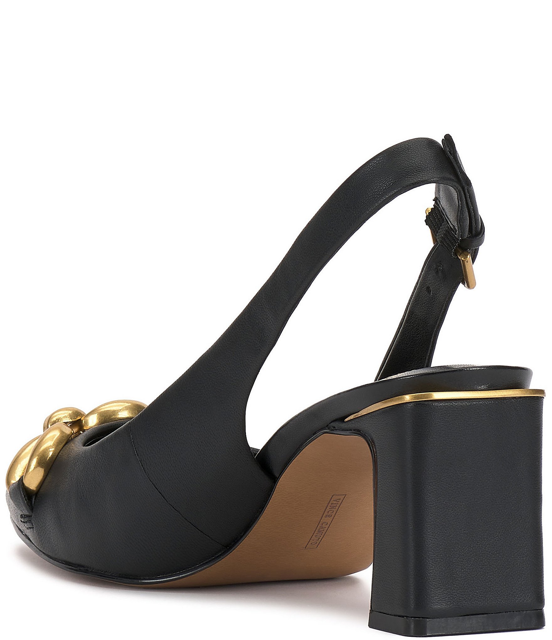 Vince Camuto Hamden Leather Chain Link Hardware Slingback Pumps