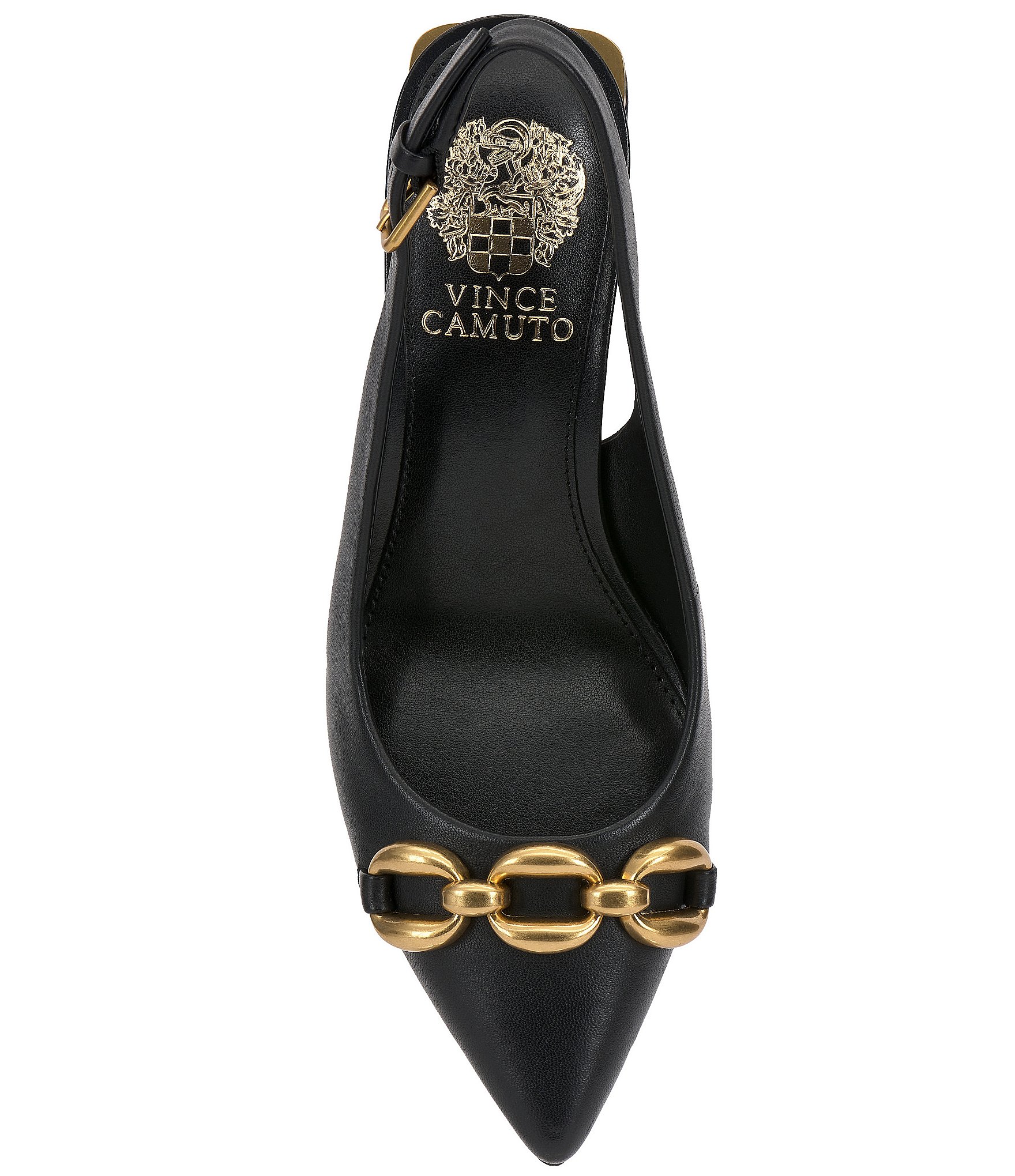 Vince Camuto Hamden Leather Chain Link Hardware Slingback Pumps
