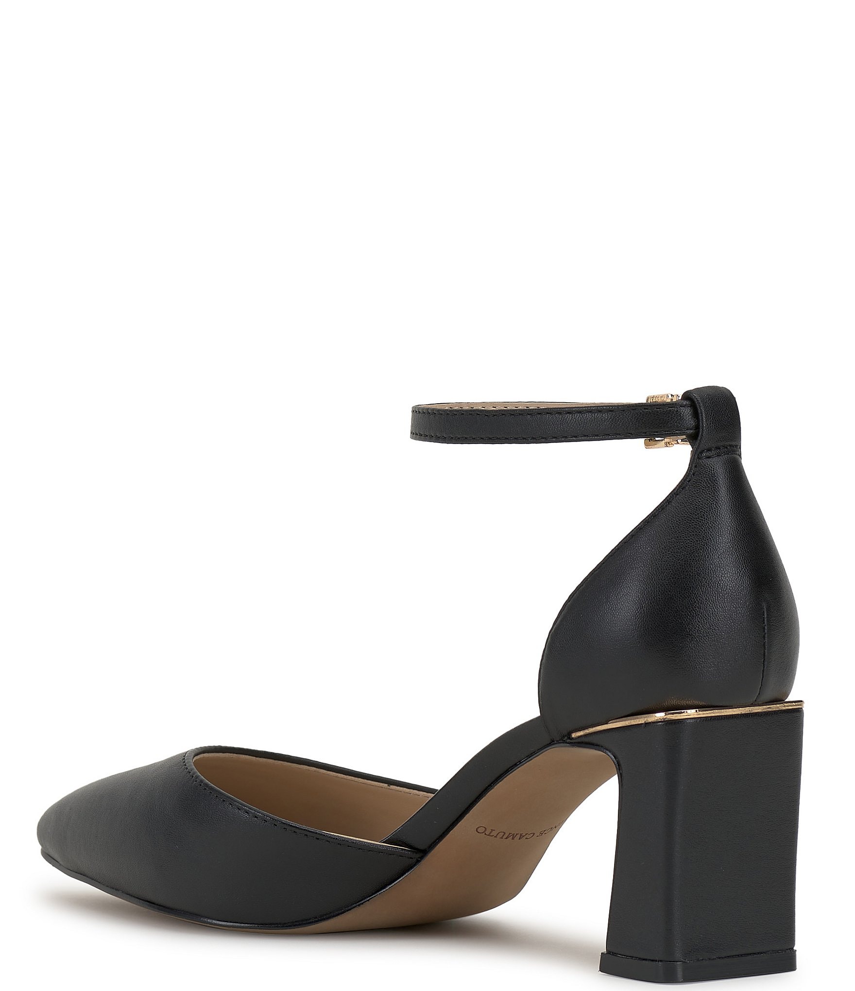 Vince Camuto Hendriy Leather Ankle Strap Block Heel Pumps