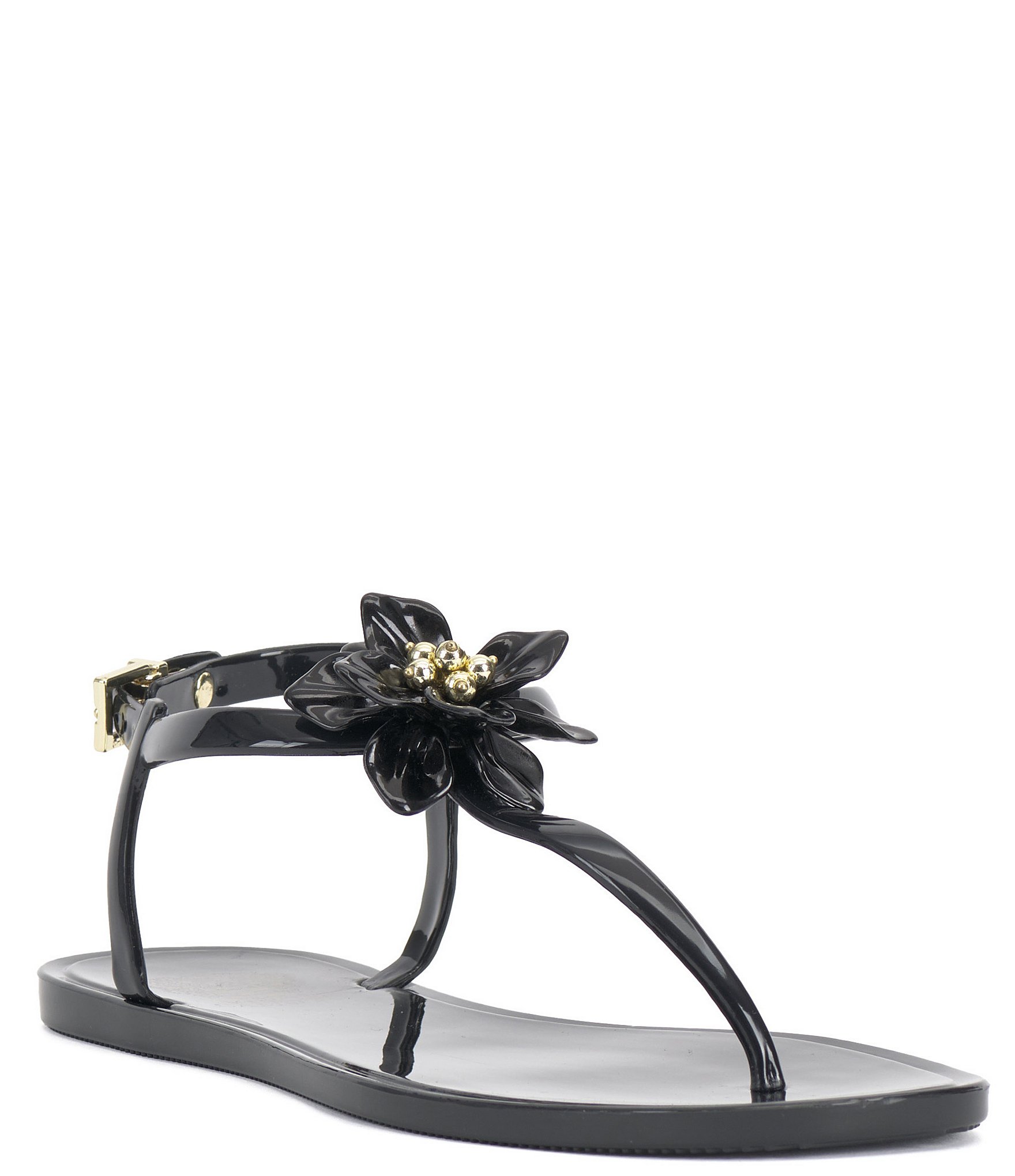 Vince Camuto Jelynn Flower Embellished T-Strap Jelly Sandals | Dillard's