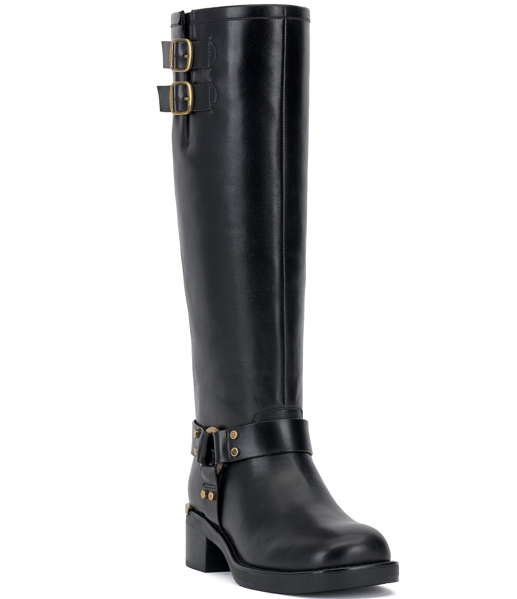 Vince Camuto Kaydin Leather Tall Moto Boots