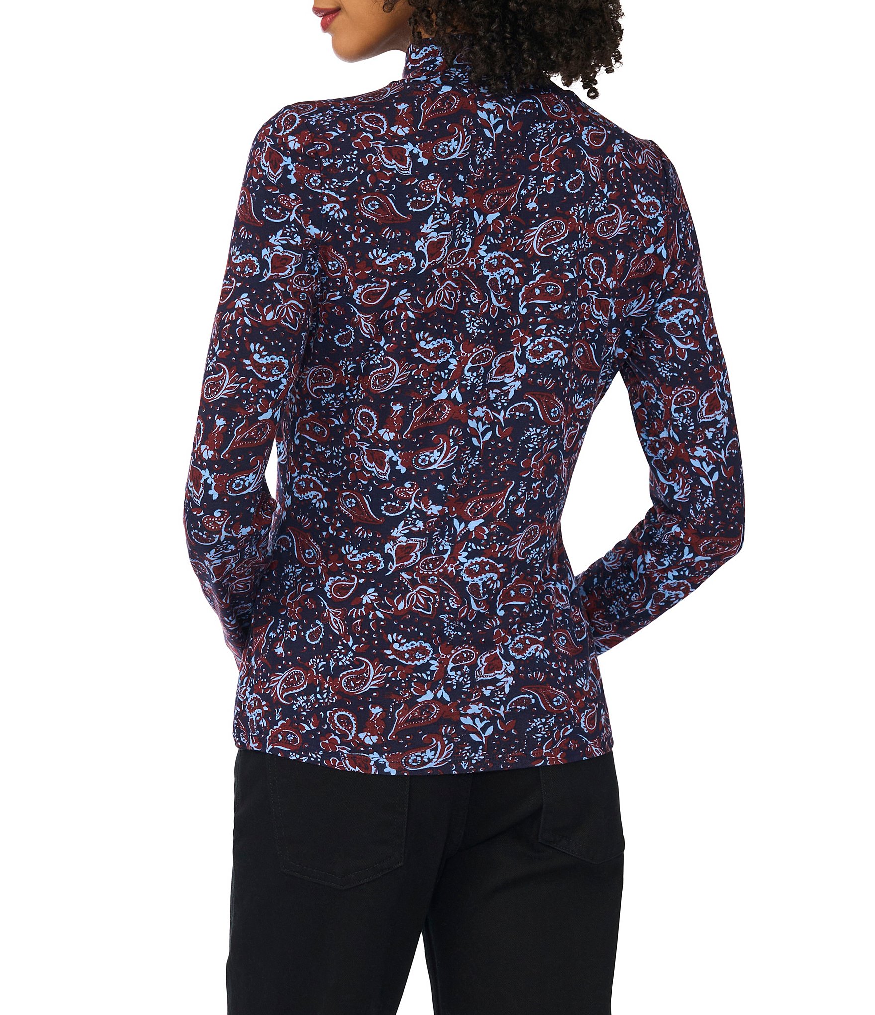Vince Camuto Knit Long Sleeve Paisley Turtleneck
