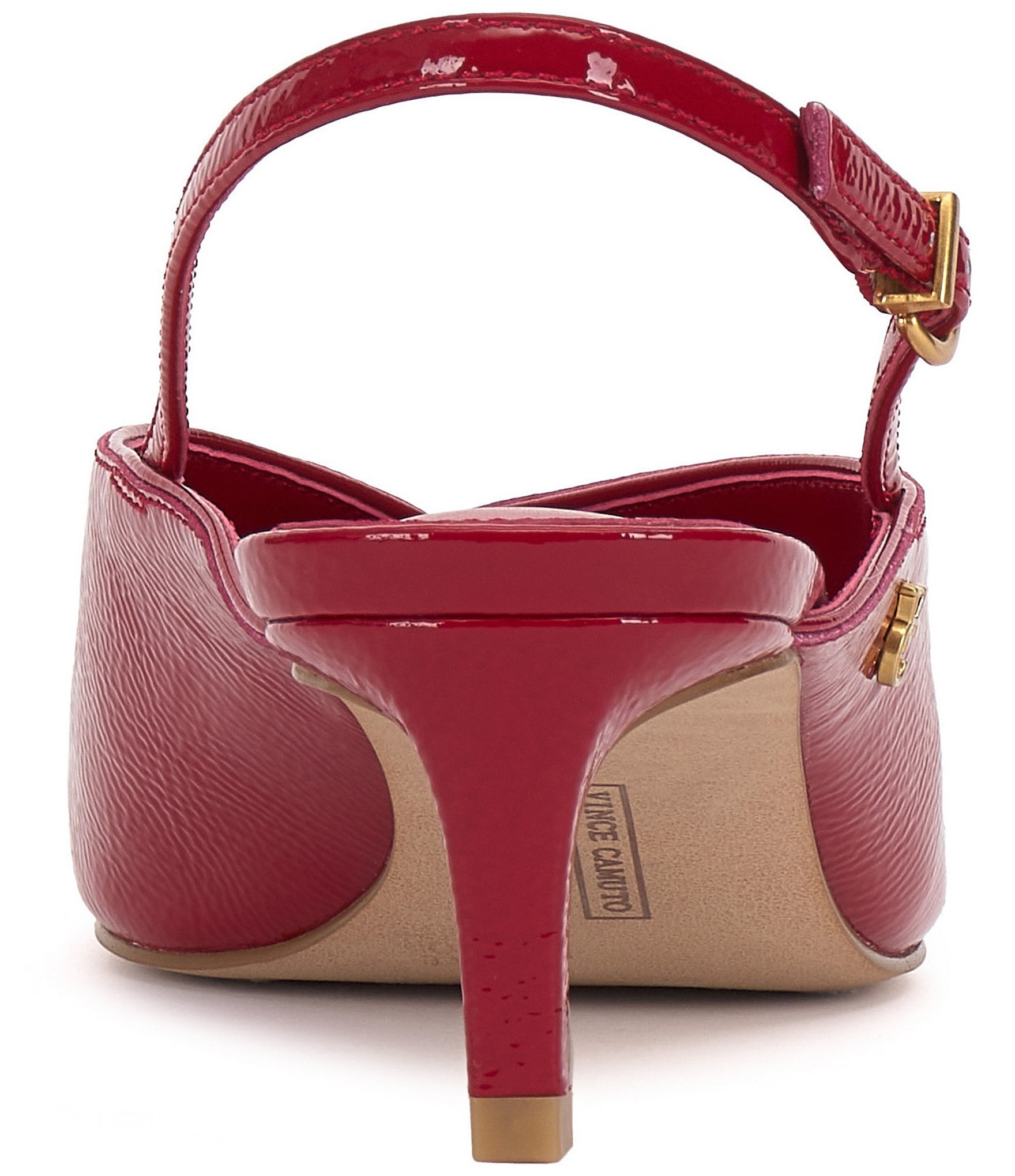 Vince Camuto Kylien Crinkle Patent Leather Slingback Kitten Heel Pumps