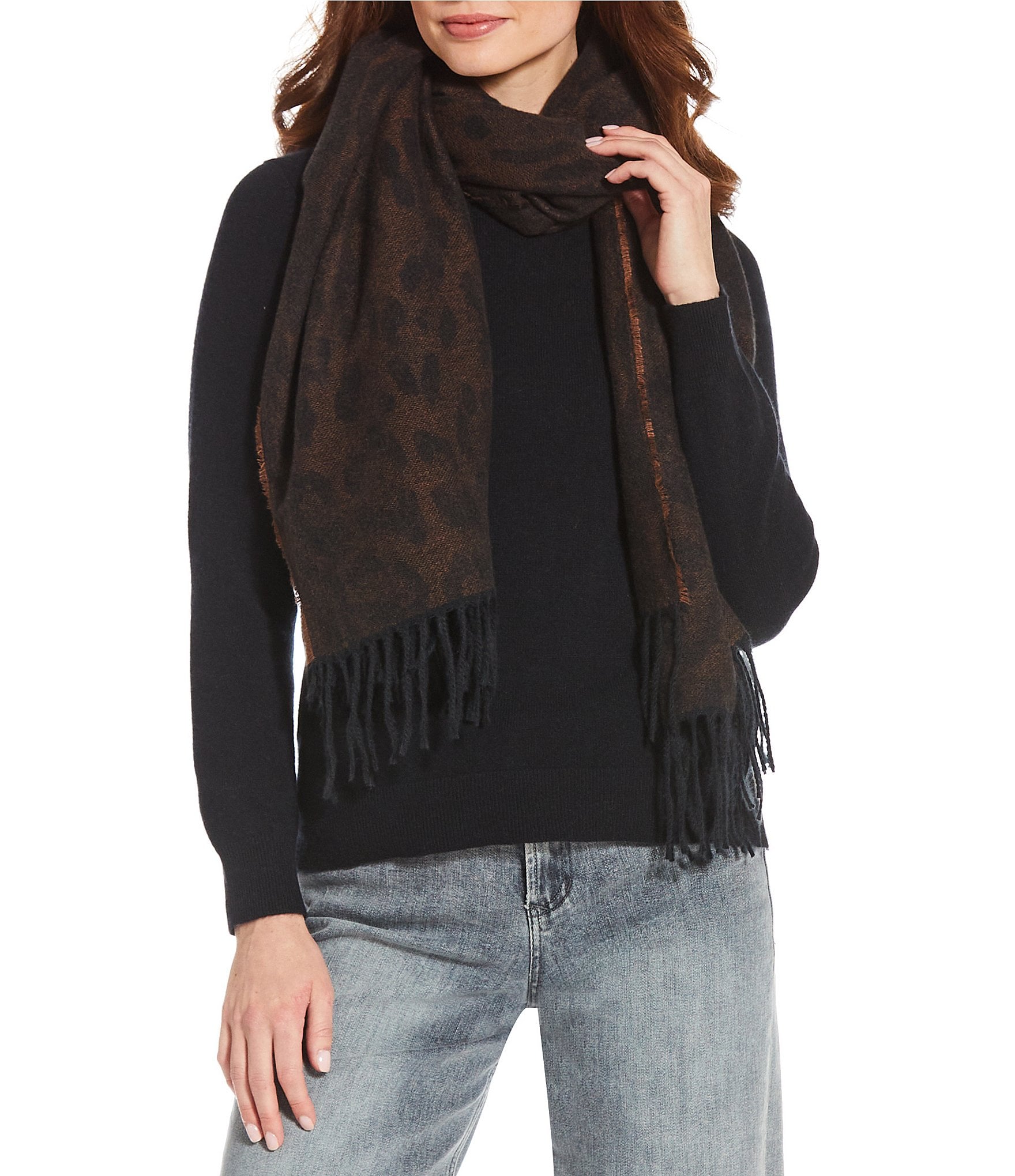 Vince Camuto Leopard Fringe Soft Scarf Wrap