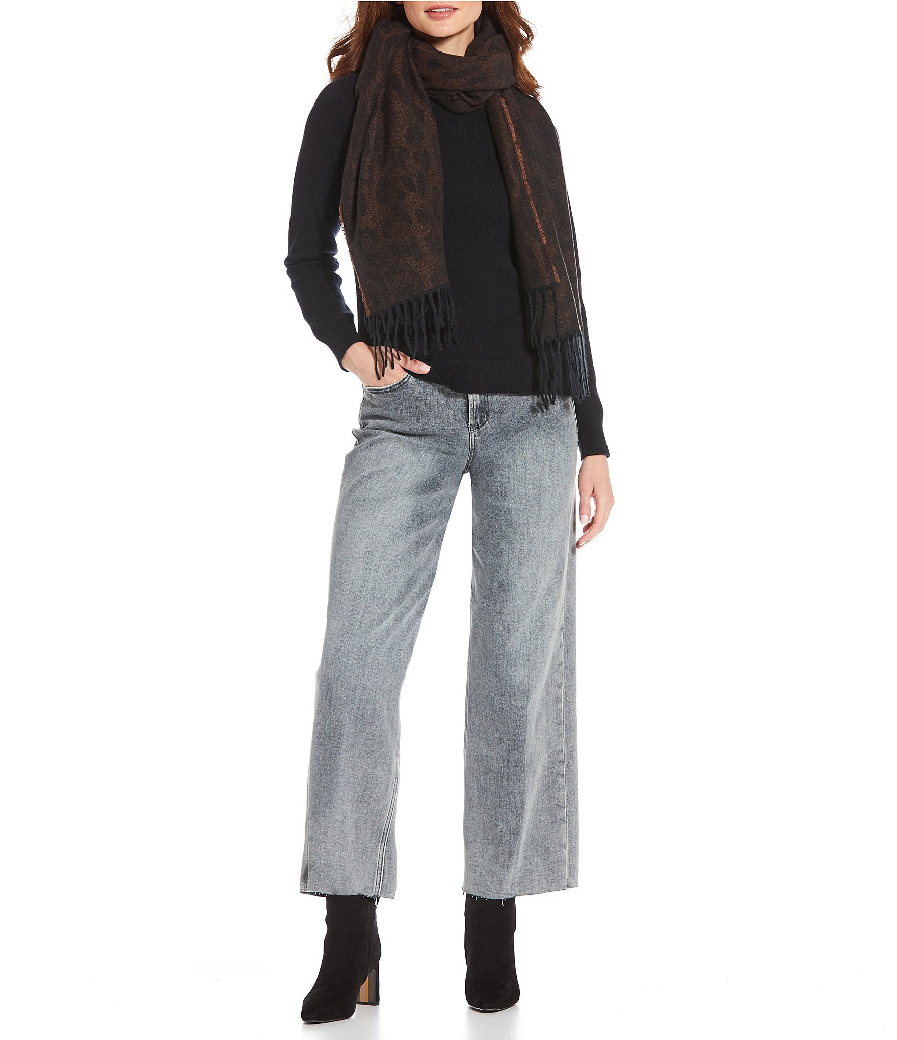 Vince Camuto Leopard Fringe Soft Scarf Wrap