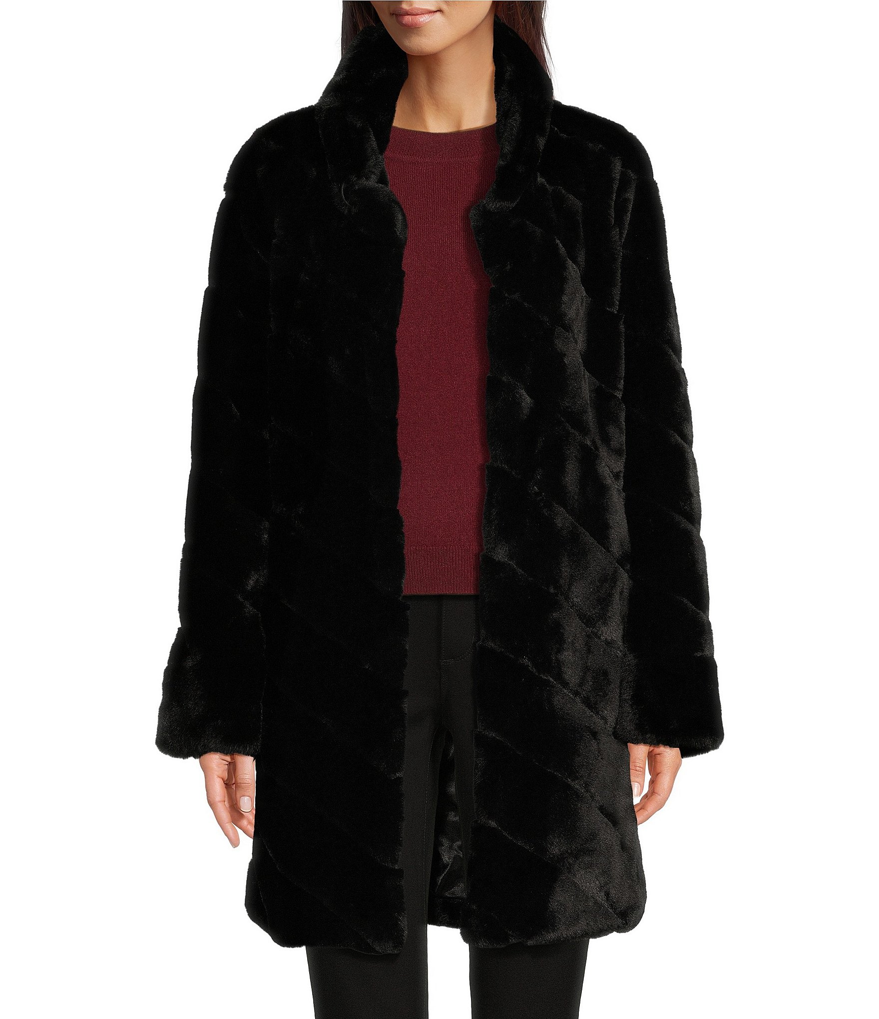 Vince Camuto Linney Faux Fur Collared Walker Coat | Dillard's