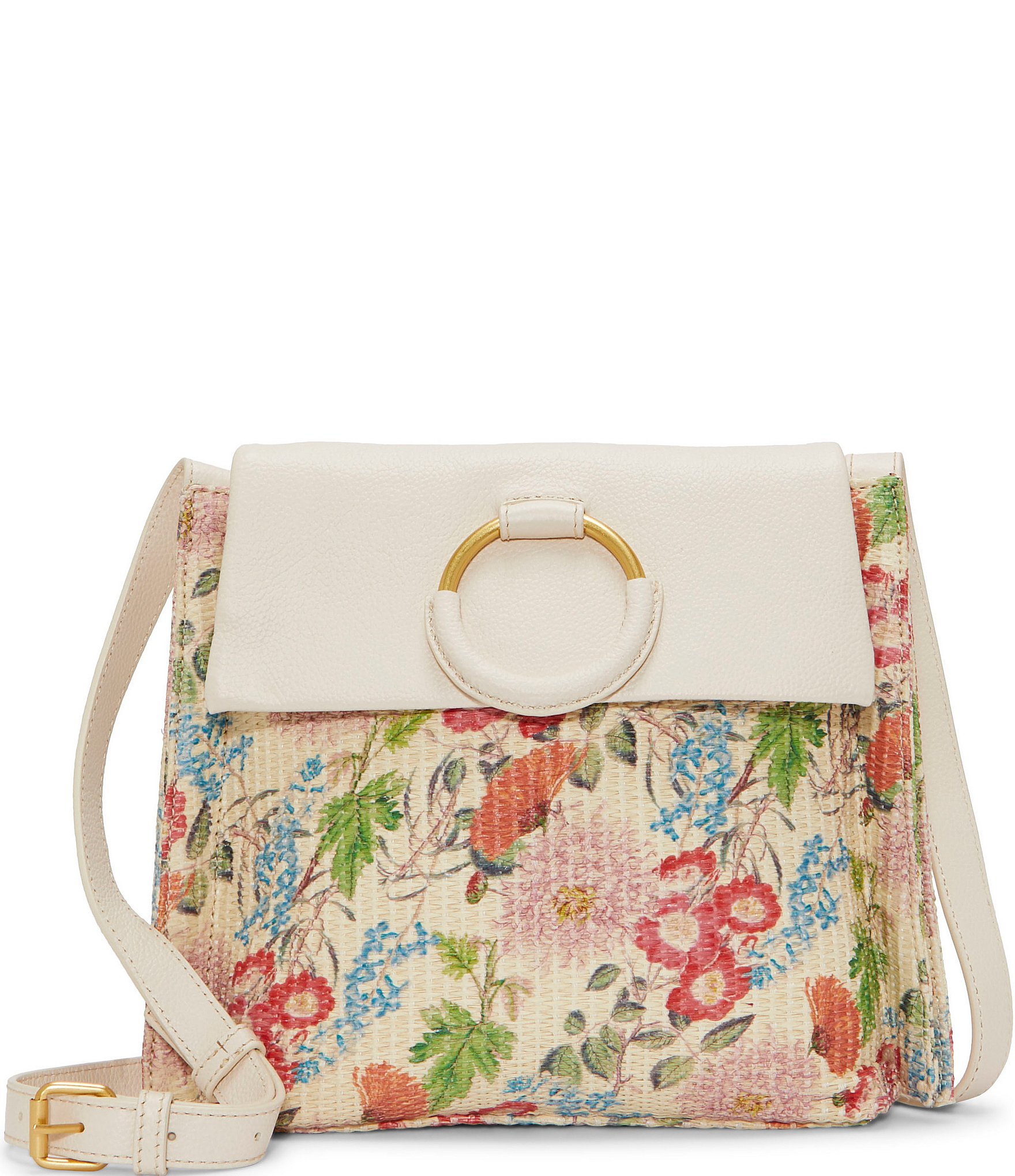 Vince Camuto Livee Floral Straw Large Crossbody Bag