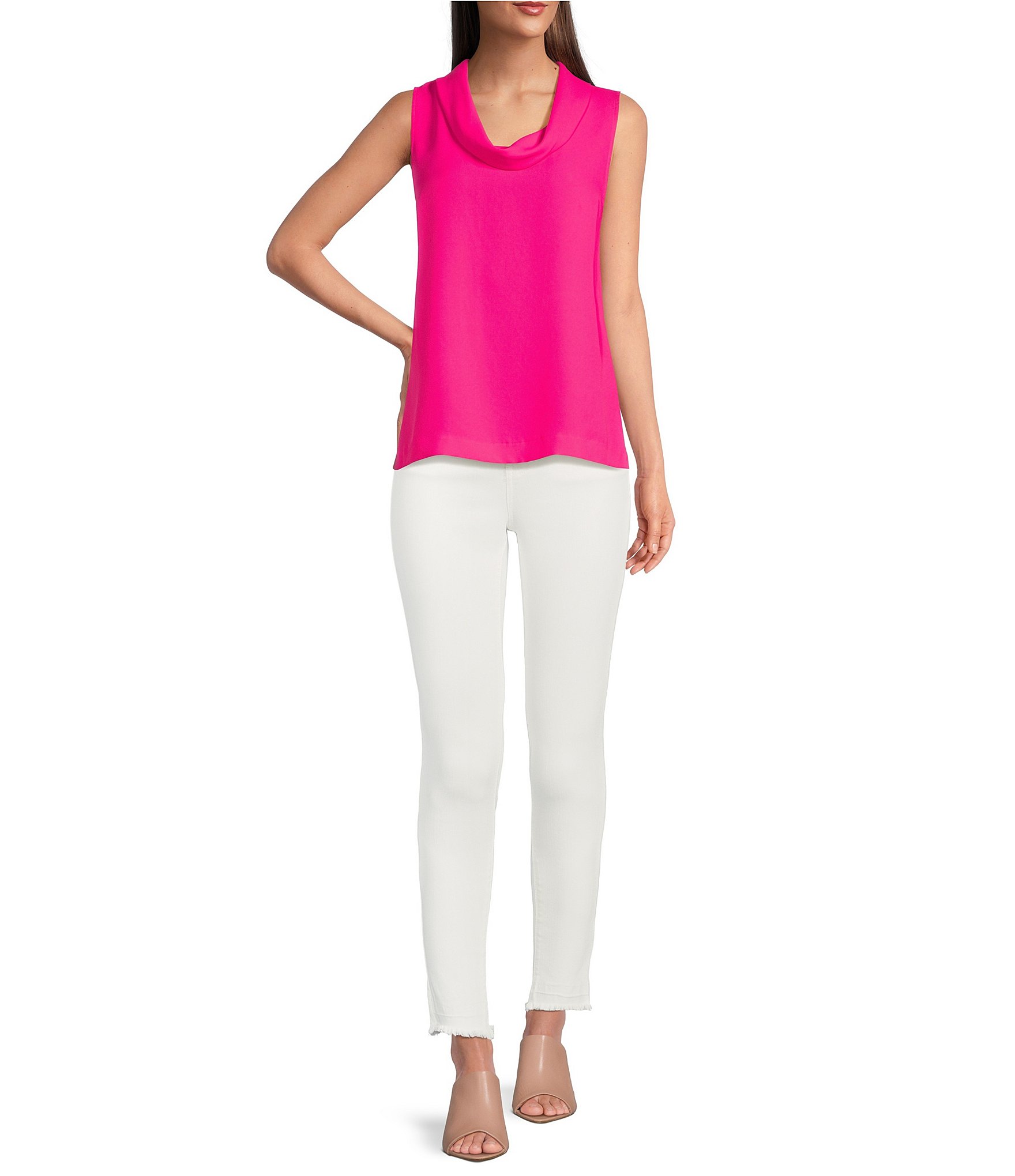 Vince Camuto Luxe Crepe de Chine Sleeveless Cowl Neck Tank Top