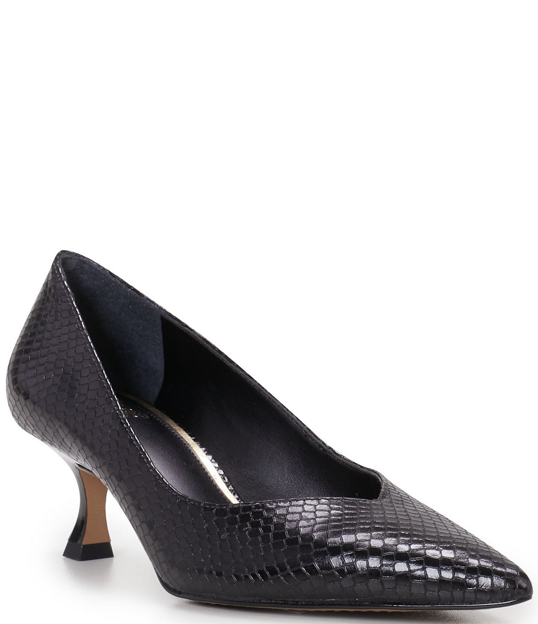 Vince Camuto Margie Snake Print Leather Kitten Heel Pumps | Dillard's