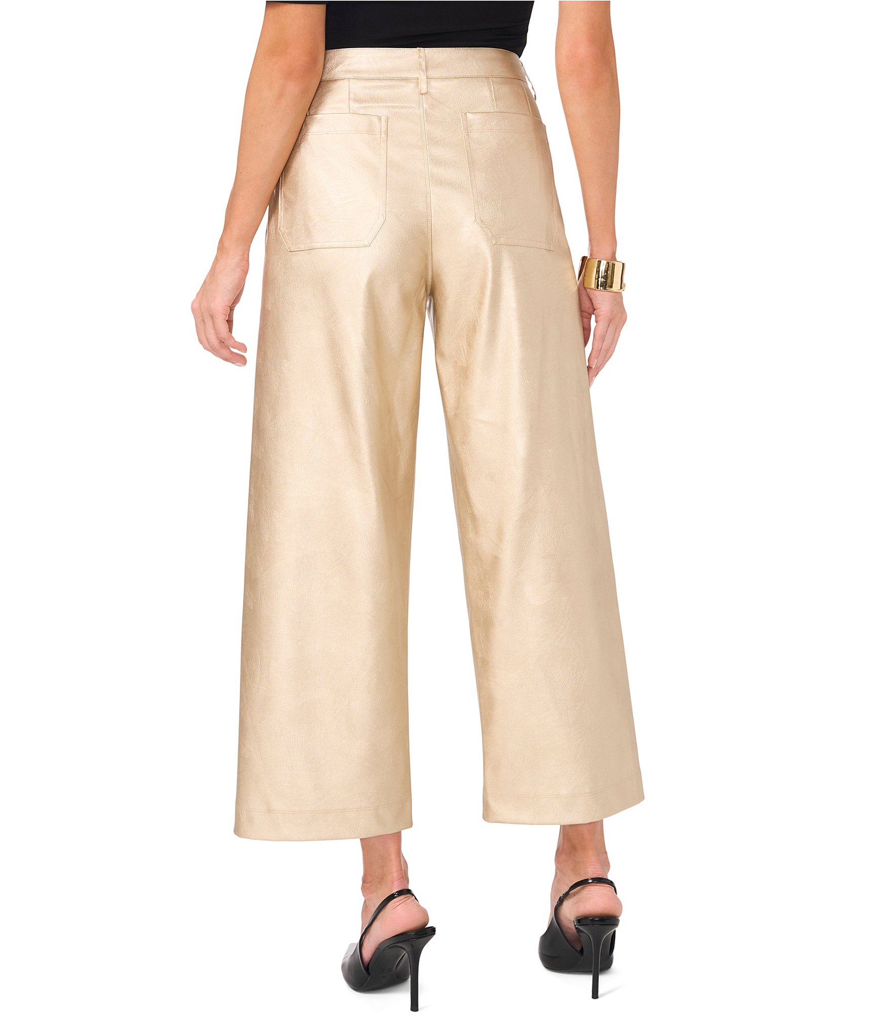 Vince Camuto Metallic Cropped Wide Leg Pants