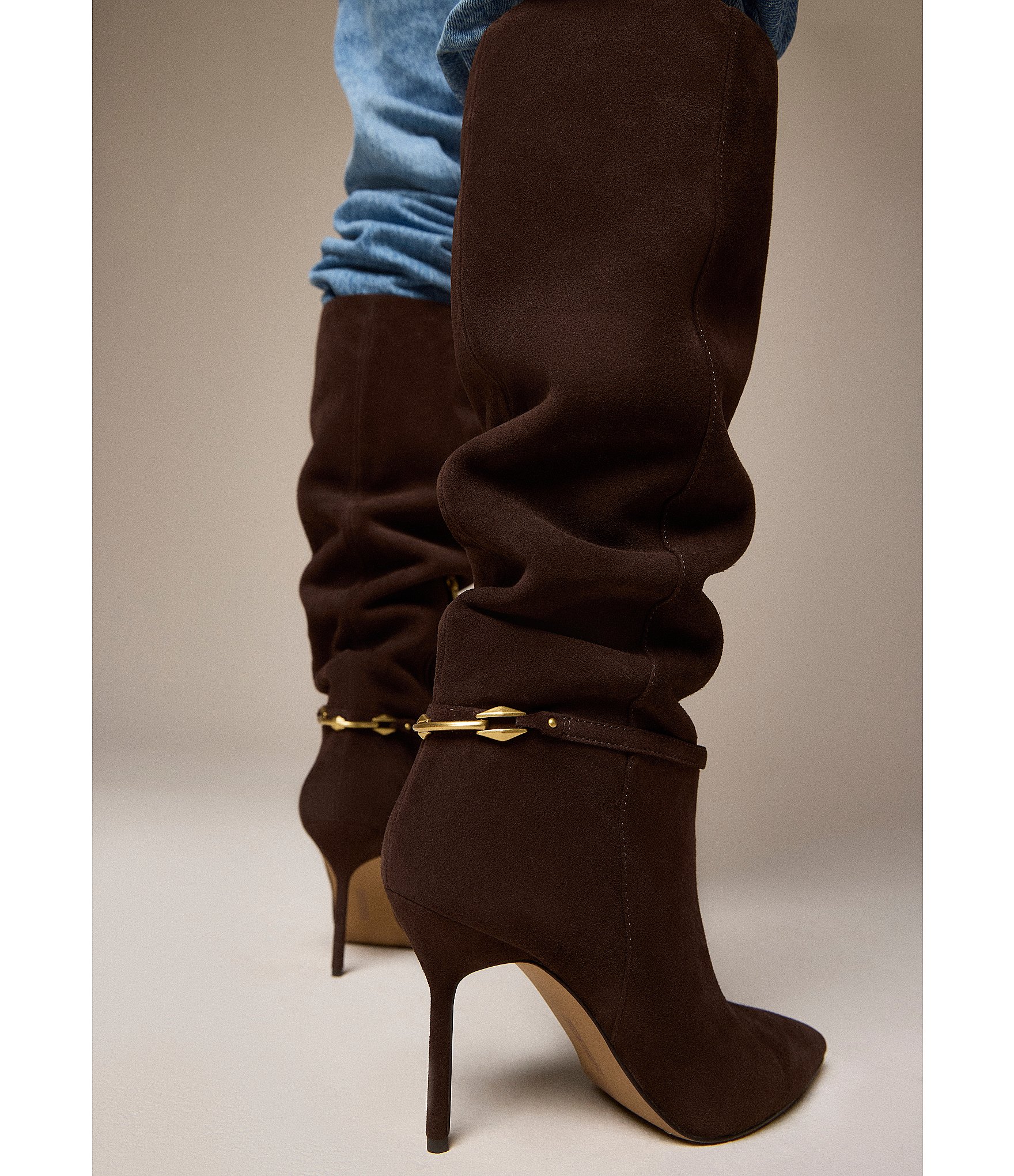 Vince Camuto Mirtha Suede Link Hardware Tall Stiletto Boots