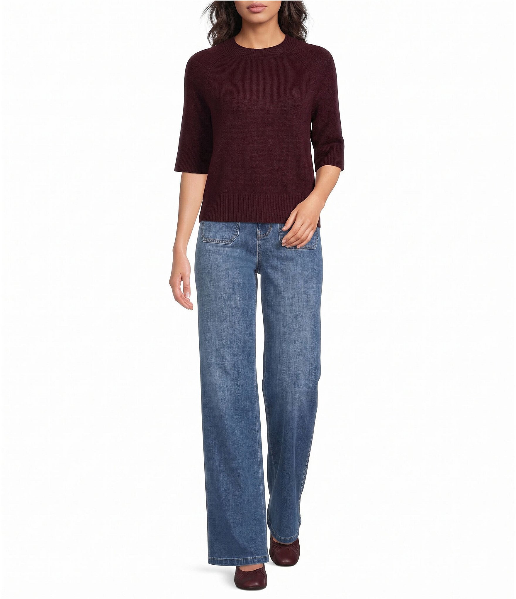 Vince Camuto Crew Neck Short Sleeve Sweater