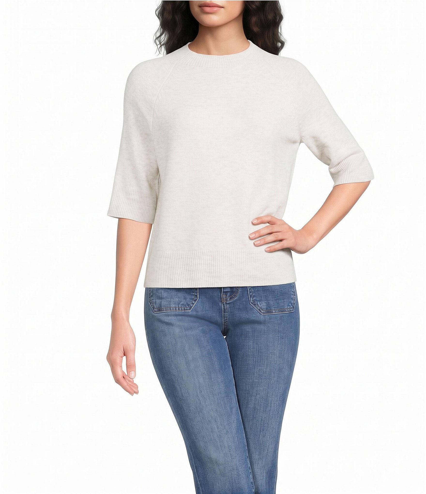 Vince Camuto Crew Neck Short Sleeve Sweater