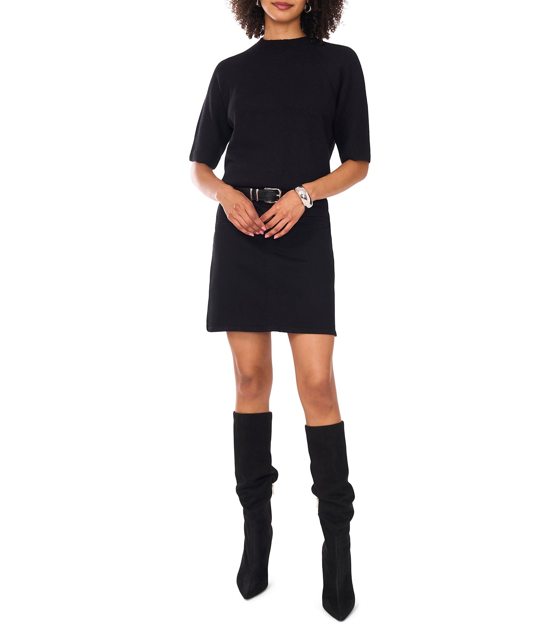 Vince Camuto Crew Neck Short Sleeve Sweater