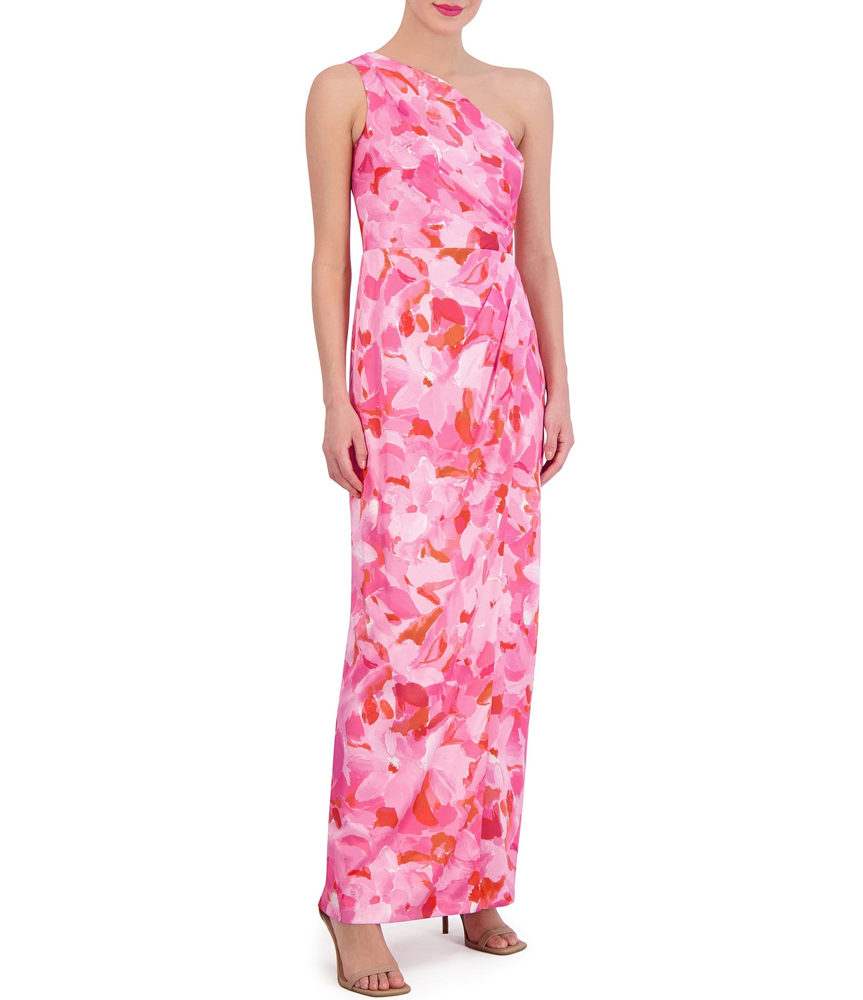 Vince Camuto One Shoulder Sleeveless Floral Maxi Sheath Dress | Dillard's