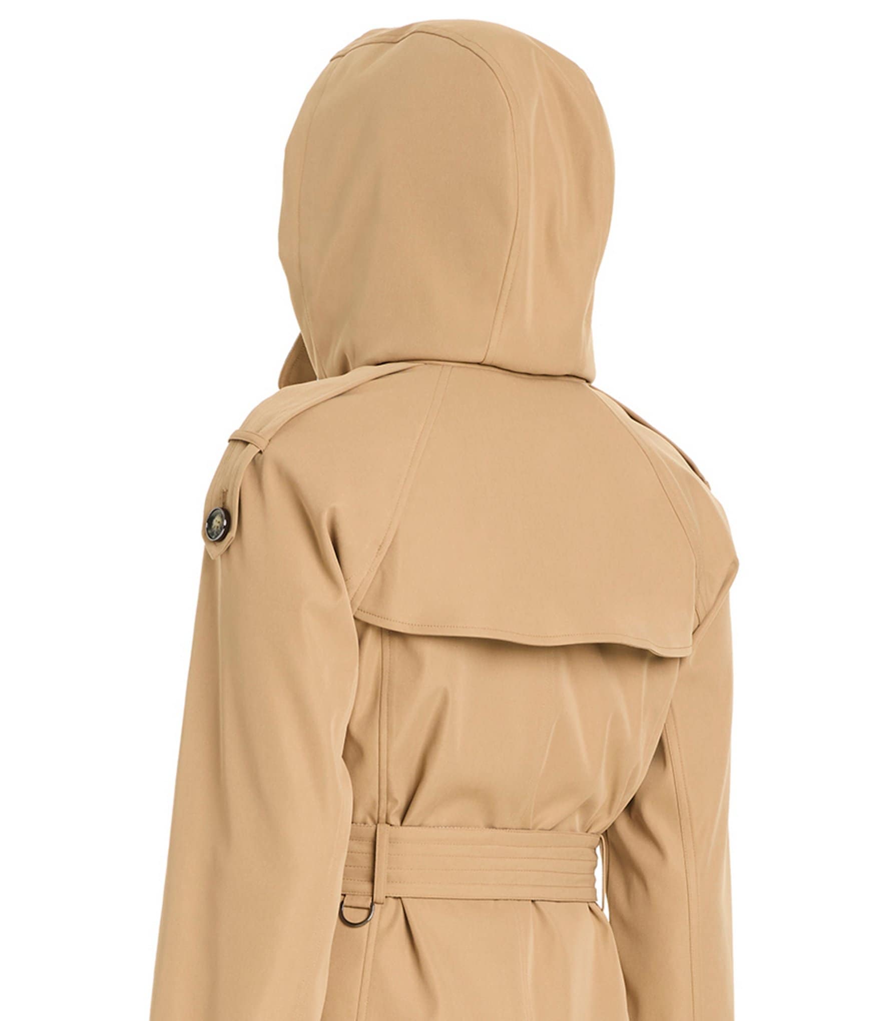 Vince Camuto Petite Size Plaid Collar Removable Hood Belted Button Front Double Breasted Trench Coat