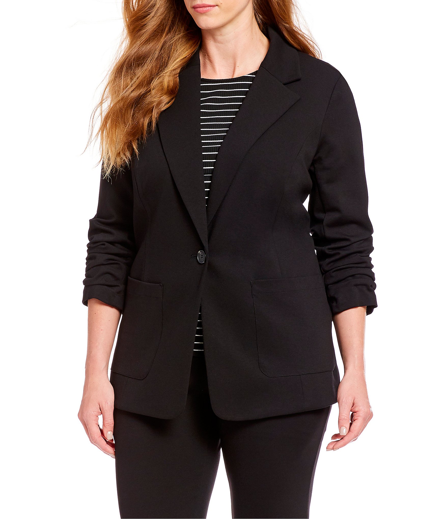 Womens Plus Size Collar Coat Thin Jacket Ladies 3/4 Sleeve Blazer Suit DongDong 