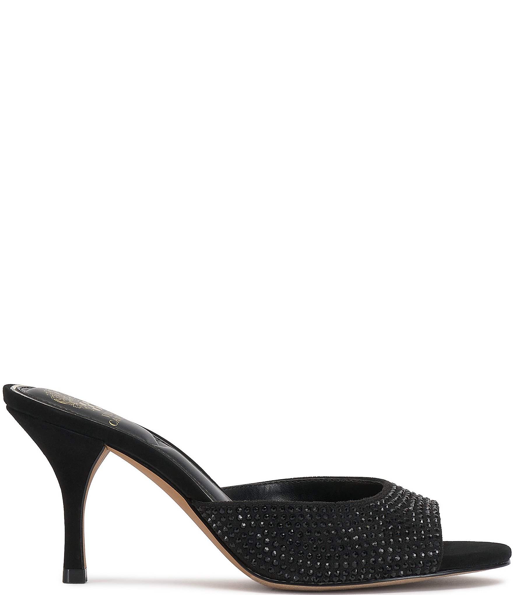 Vince Camuto Prynn Embellished Microsuede Peep Toe Dress Slide Sandals