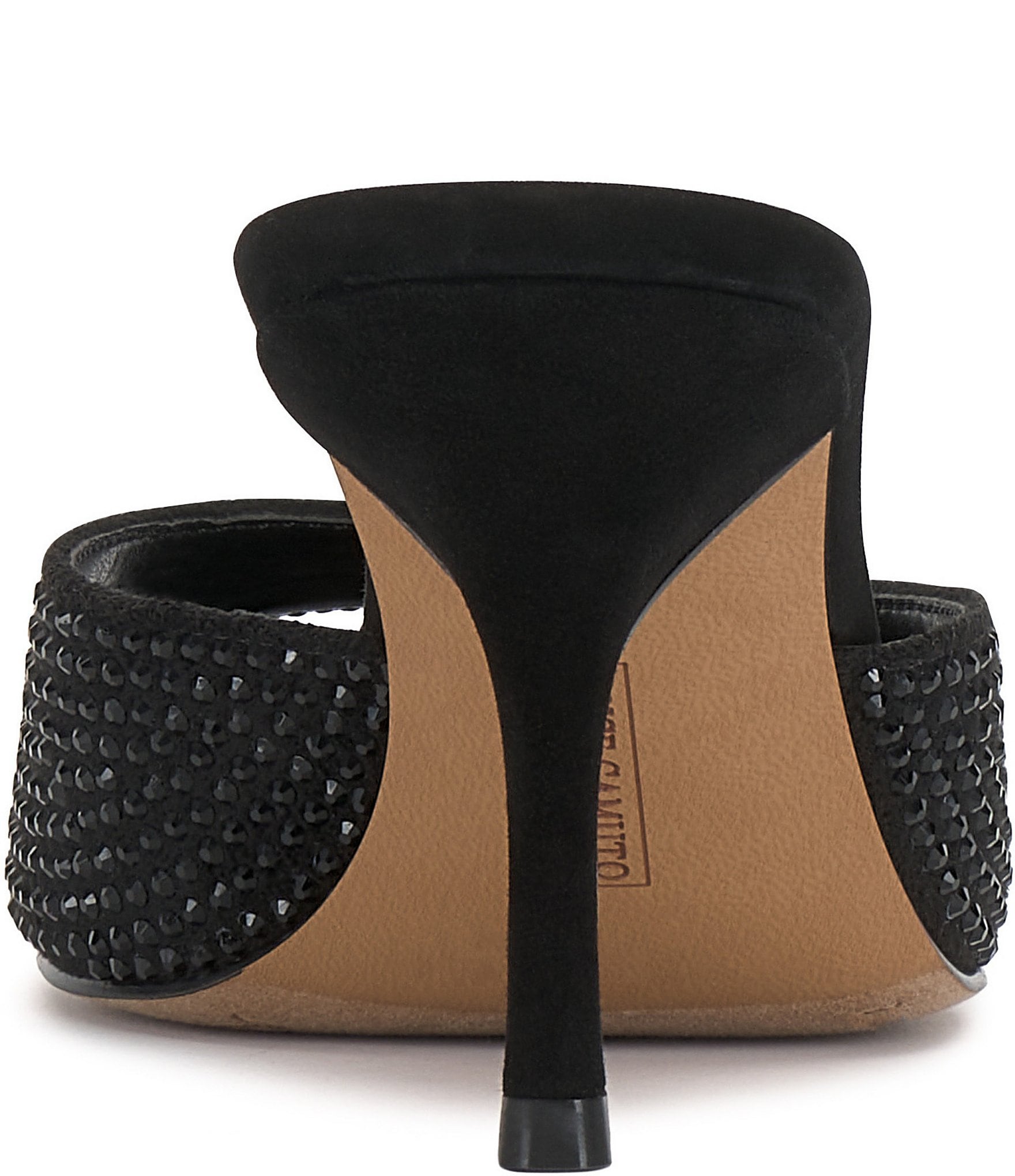 Vince Camuto Prynn Embellished Microsuede Peep Toe Dress Slide Sandals