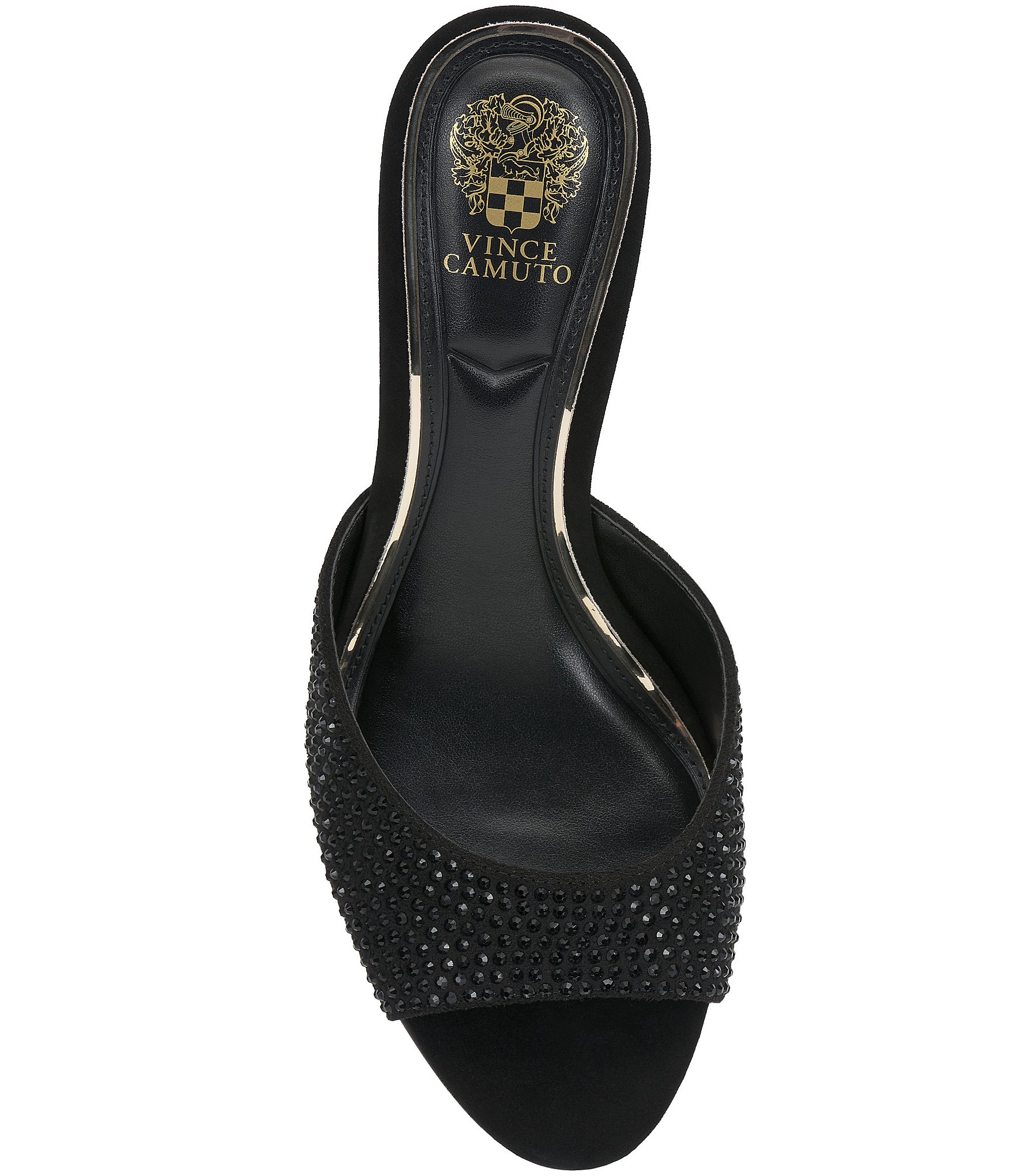 Vince Camuto Prynn Embellished Microsuede Peep Toe Dress Slide Sandals