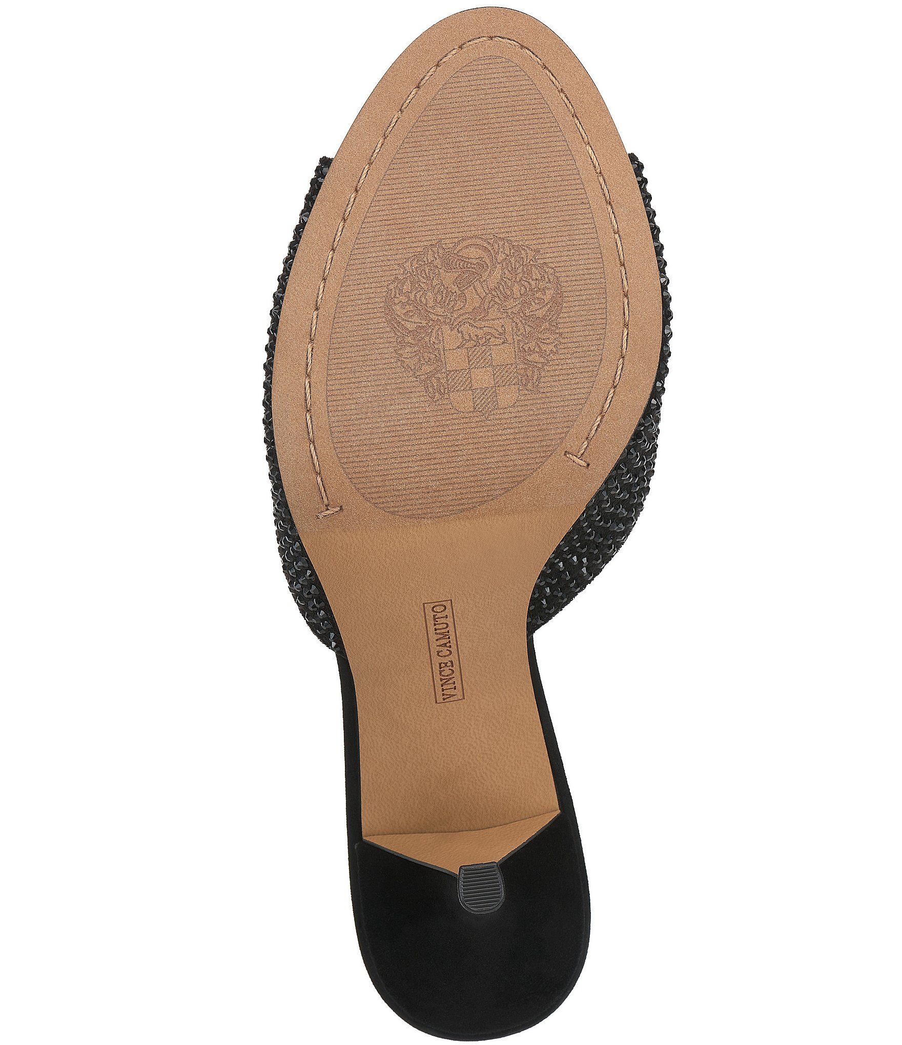 Vince Camuto Prynn Embellished Microsuede Peep Toe Dress Slide Sandals