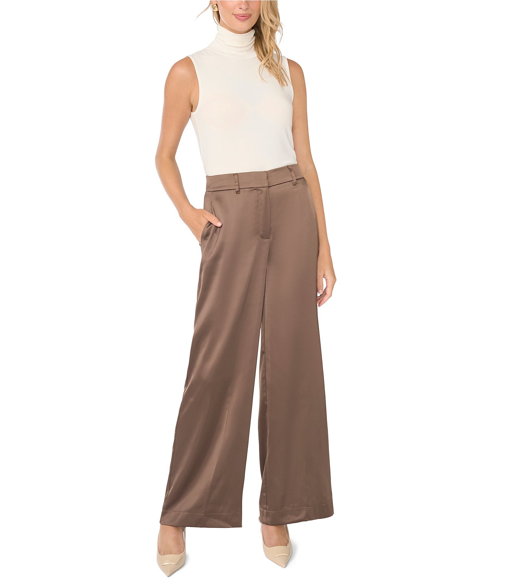 Vince Camuto Satin Wide Leg Pants
