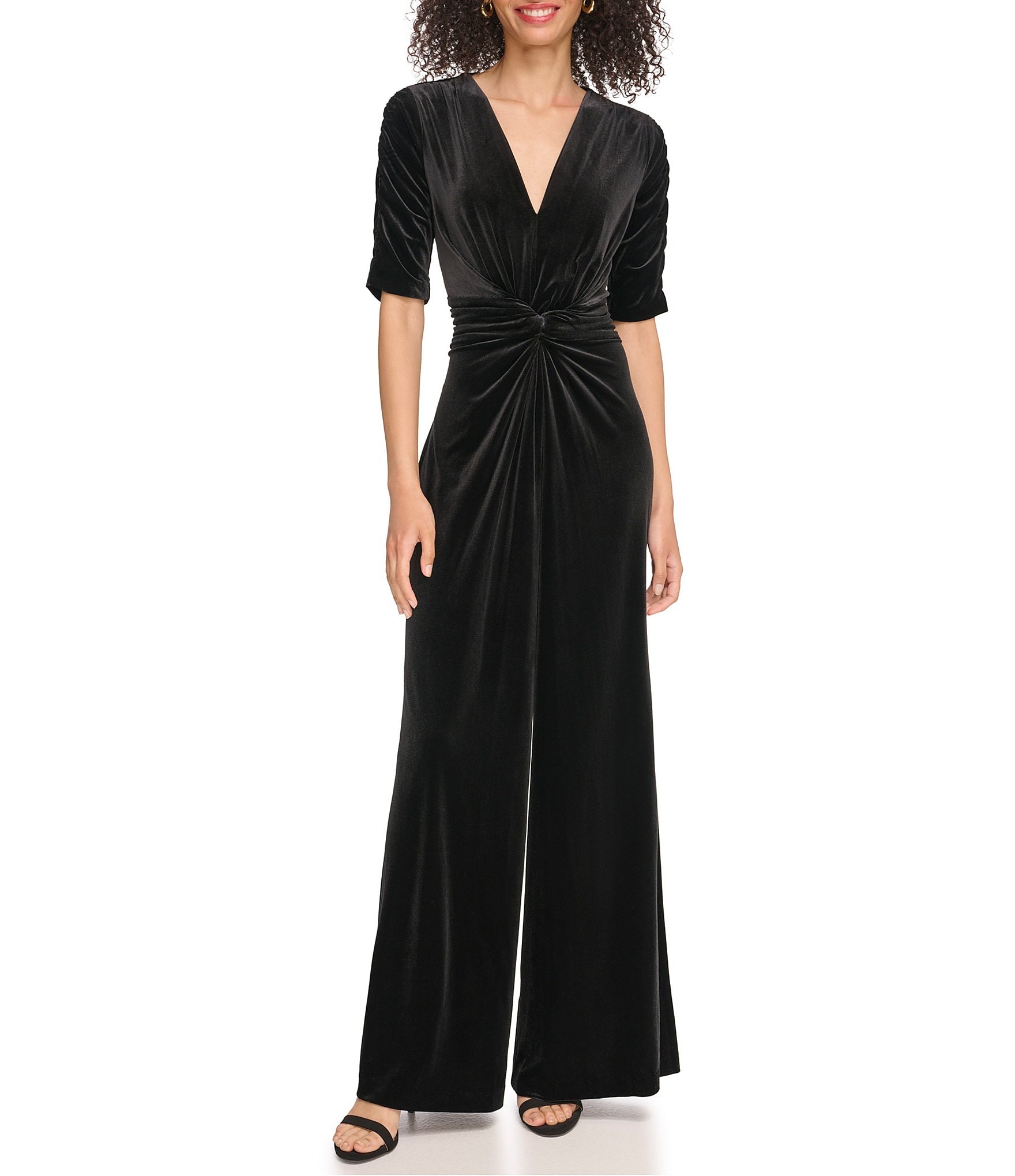 BOSS - Sleeveless V-neck jumpsuit with plissé pleats