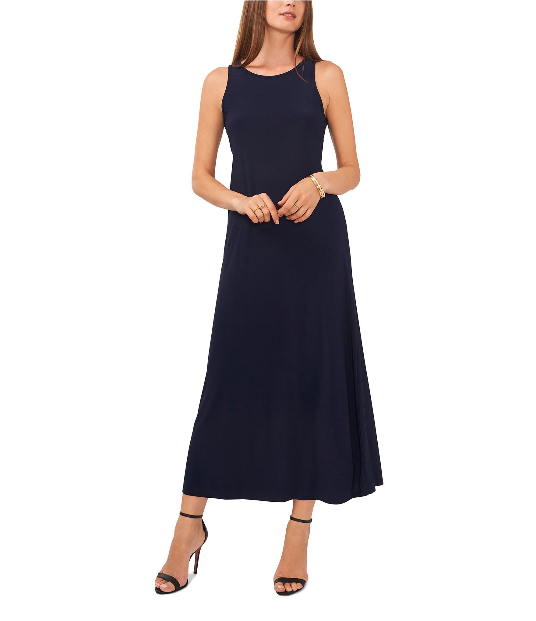 Vince Camuto Sleeveless Keyhole Back Jewel Neck A-Line Maxi Dress ...