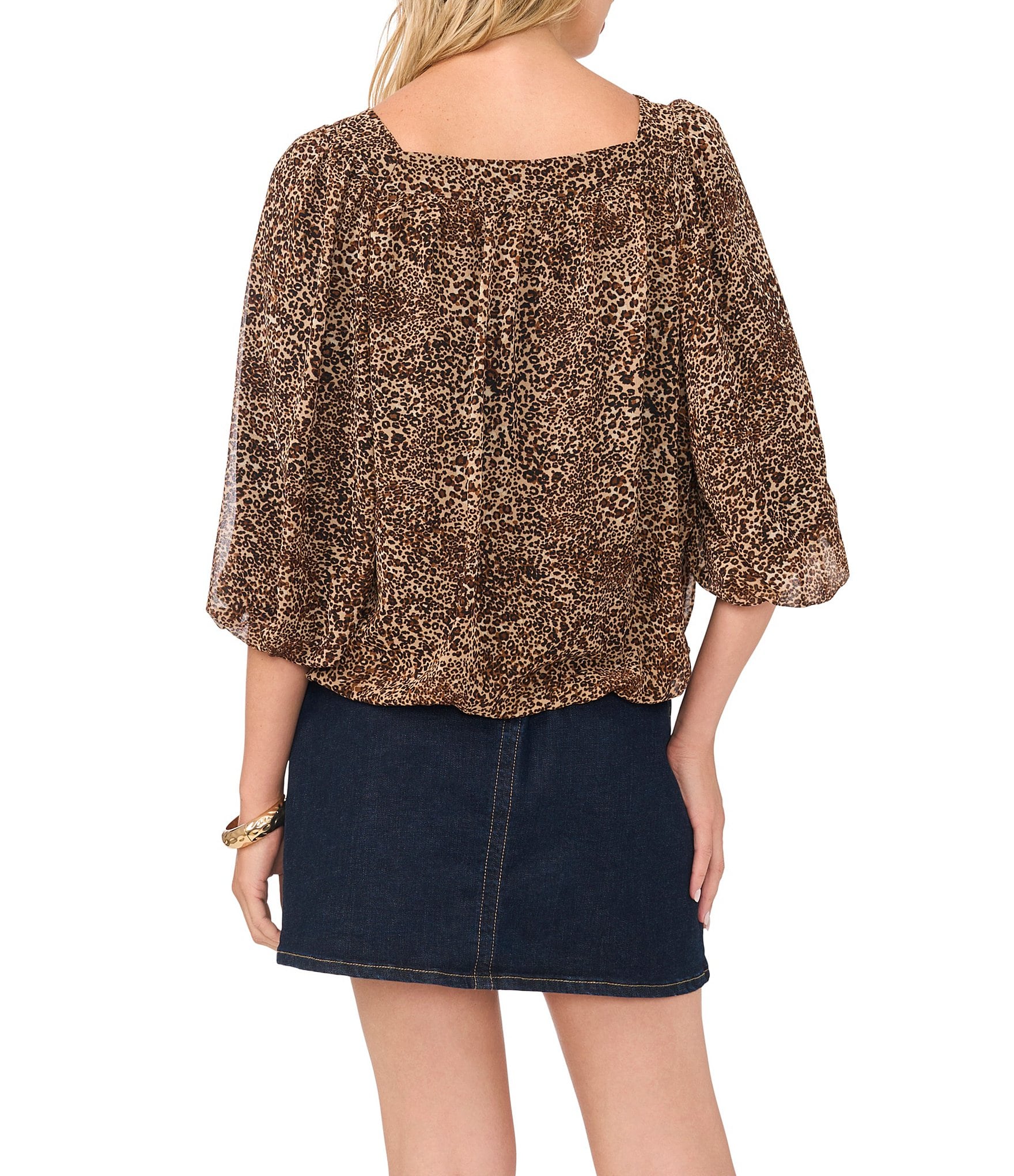 Vince Camuto Square Neck 3/4 Sleeve Bubble Blouse