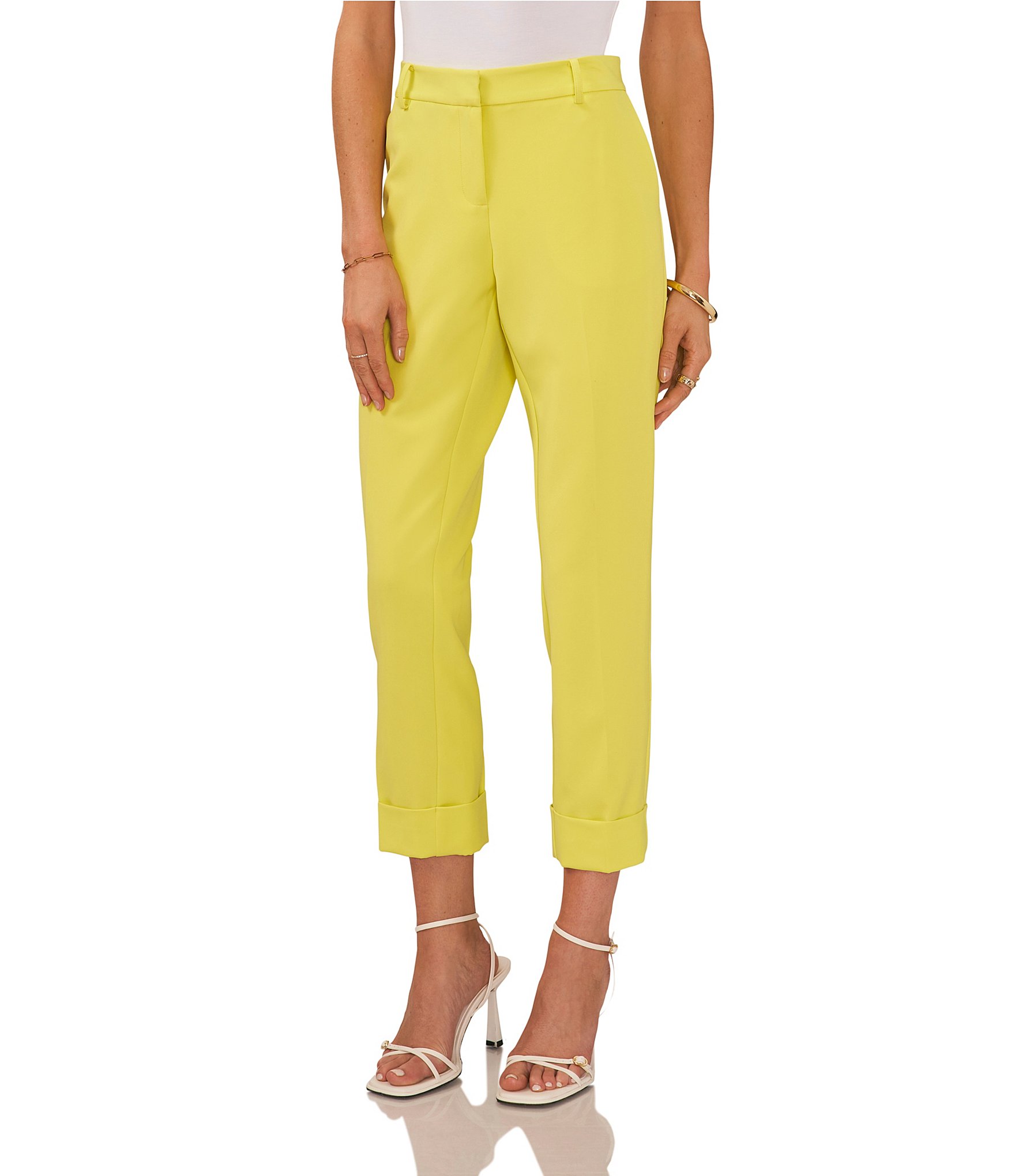 Vince Camuto Straight Leg Front Pleat Cuffed Hem Soho Stretch Twill Tailored Pants Dillards 4673