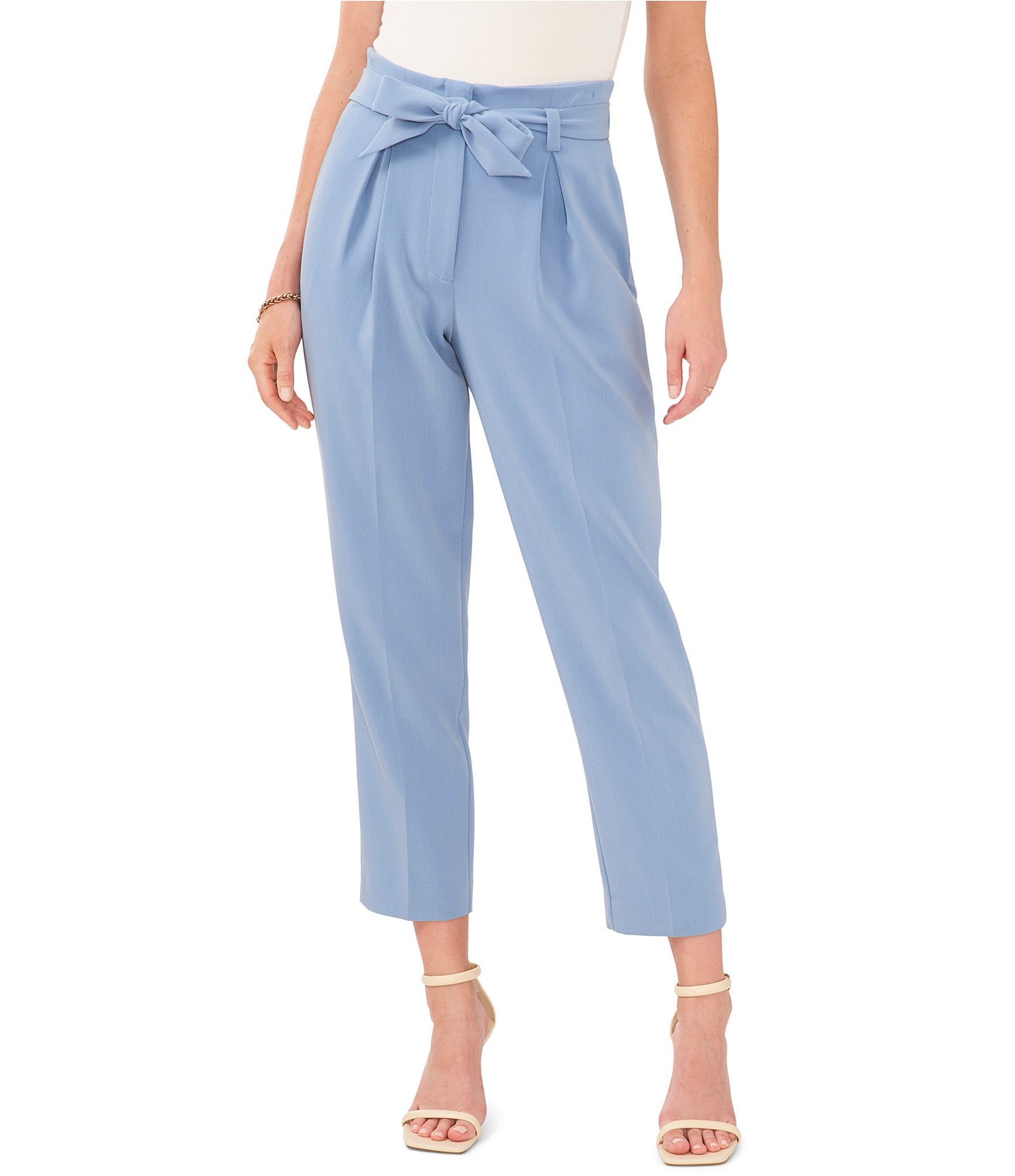 Vince Camuto Straight Leg Sander Stretch Tailored Belted Ankle Pants ...
