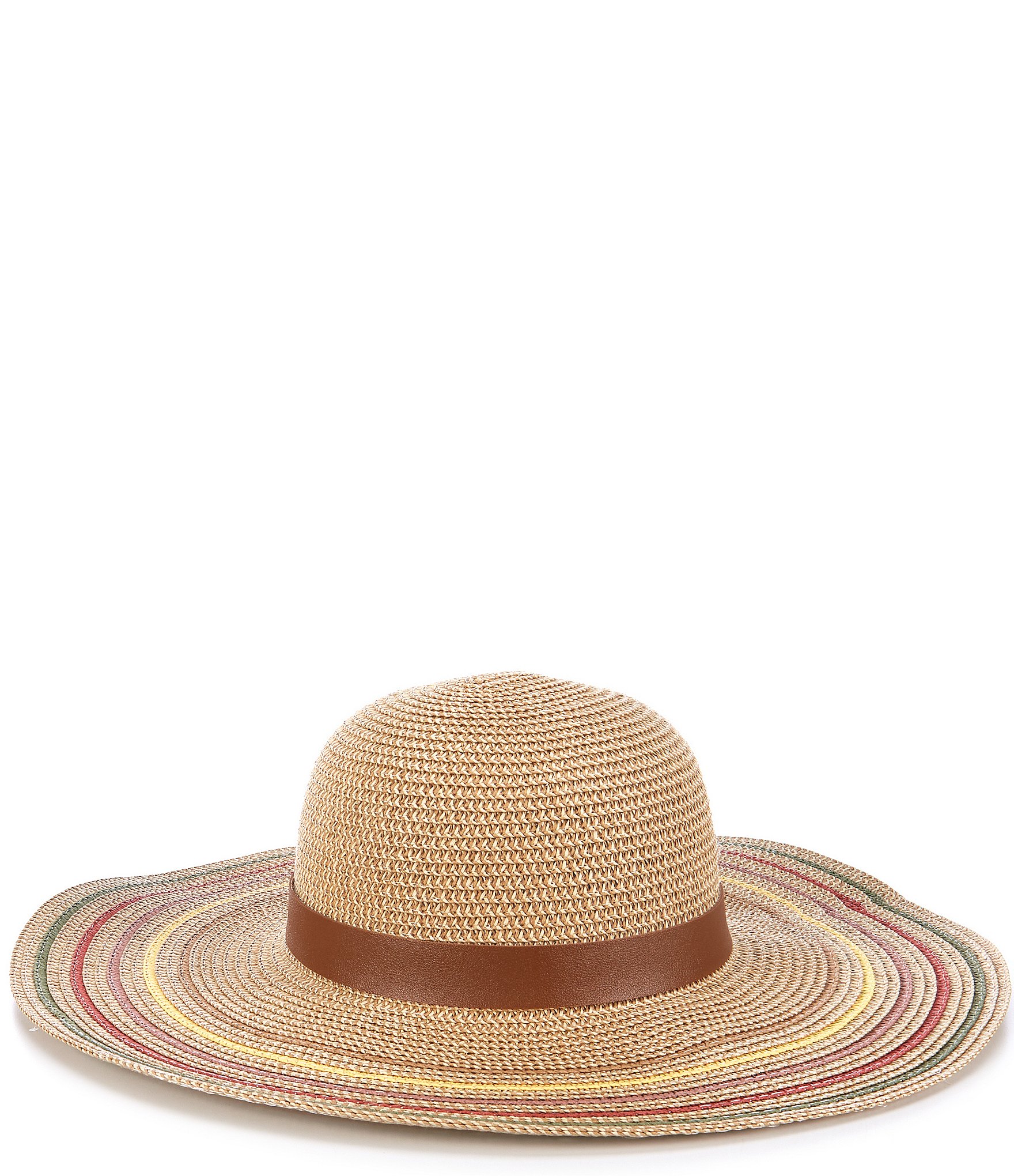 Vince Camuto Striped Tweed Straw Raffia Floppy Hat | Dillard's