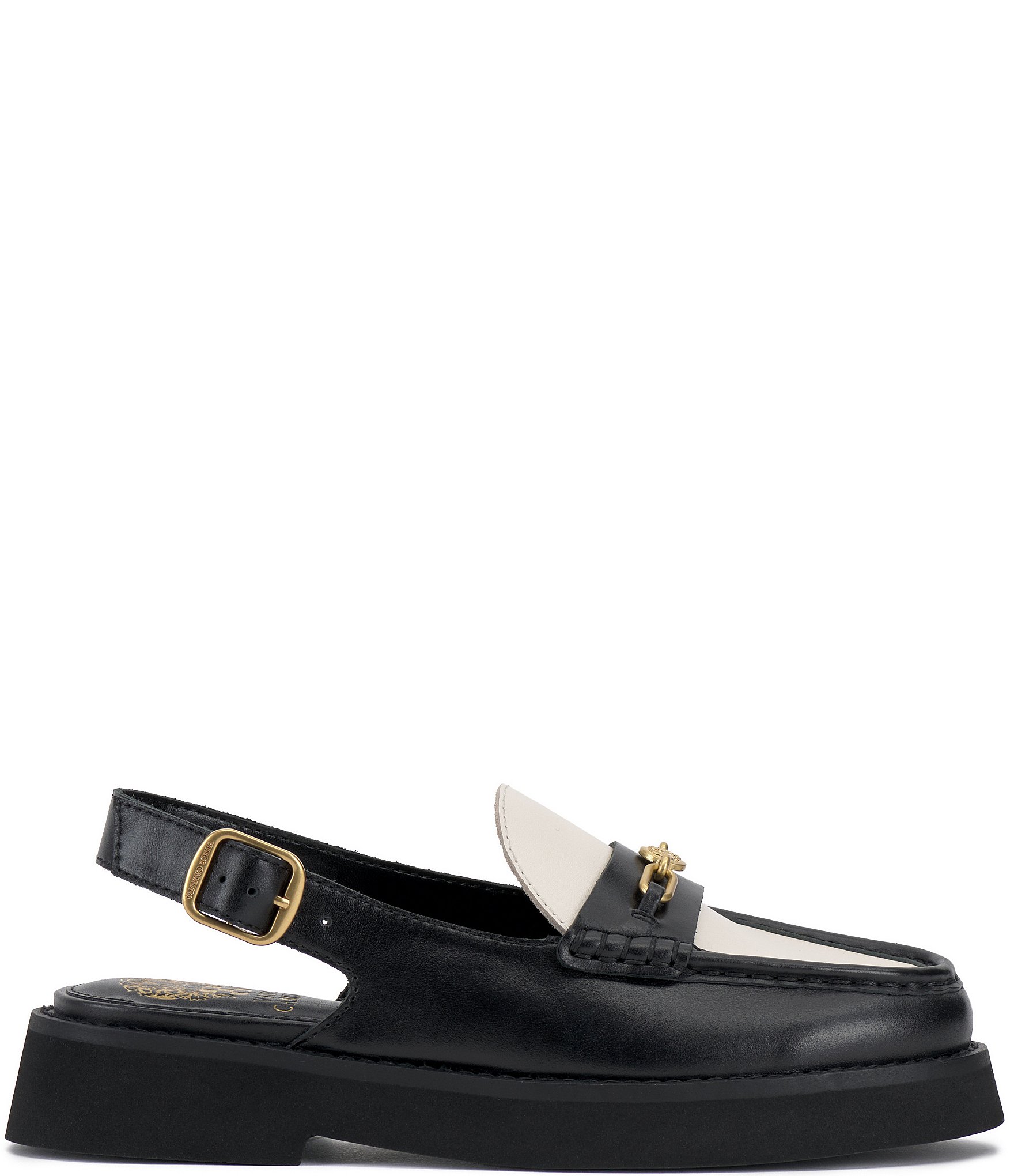 Vince Camuto Torrie Leather Hardware Detail Slingback Loafers