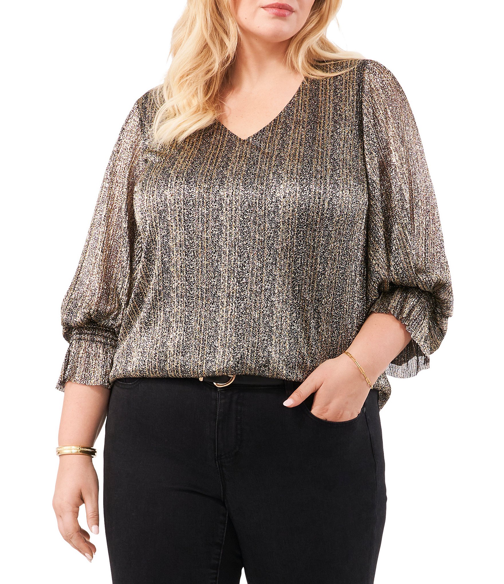 Vince Camuto V-Neck 3/4 Sleeve Blouse