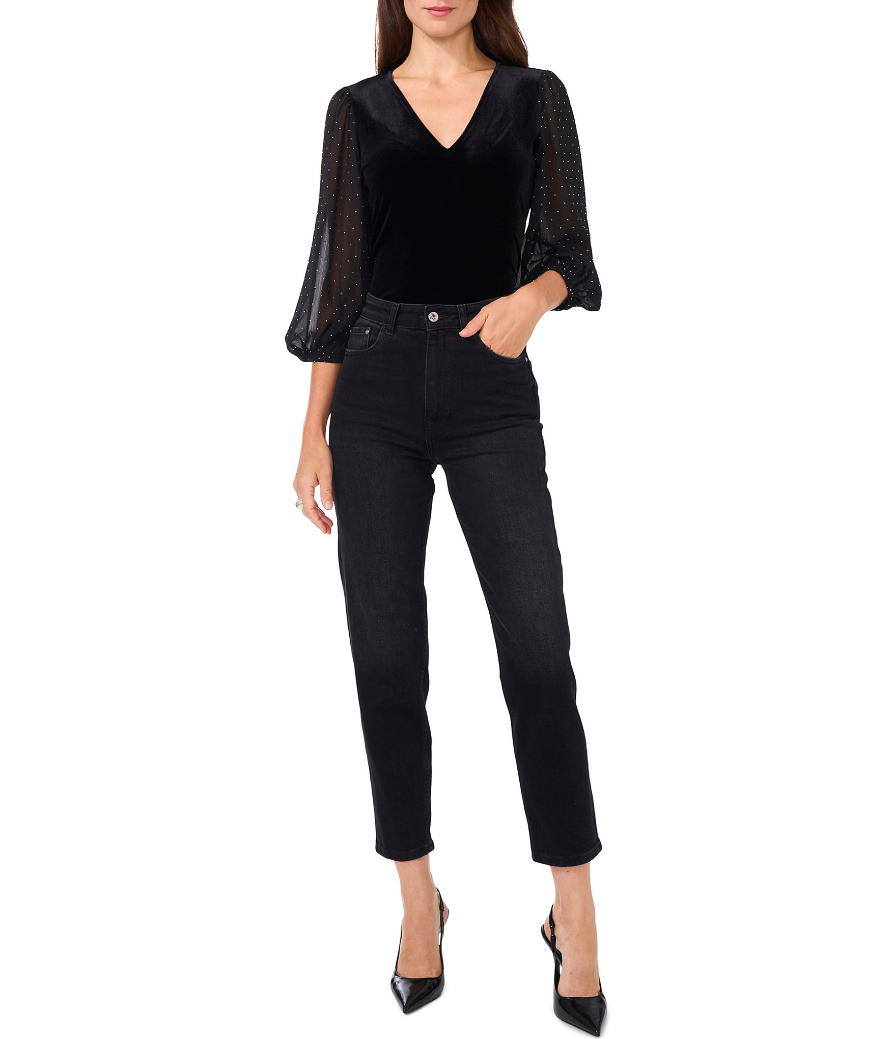 Vince Camuto V-Neck 3/4 Sleeve Top