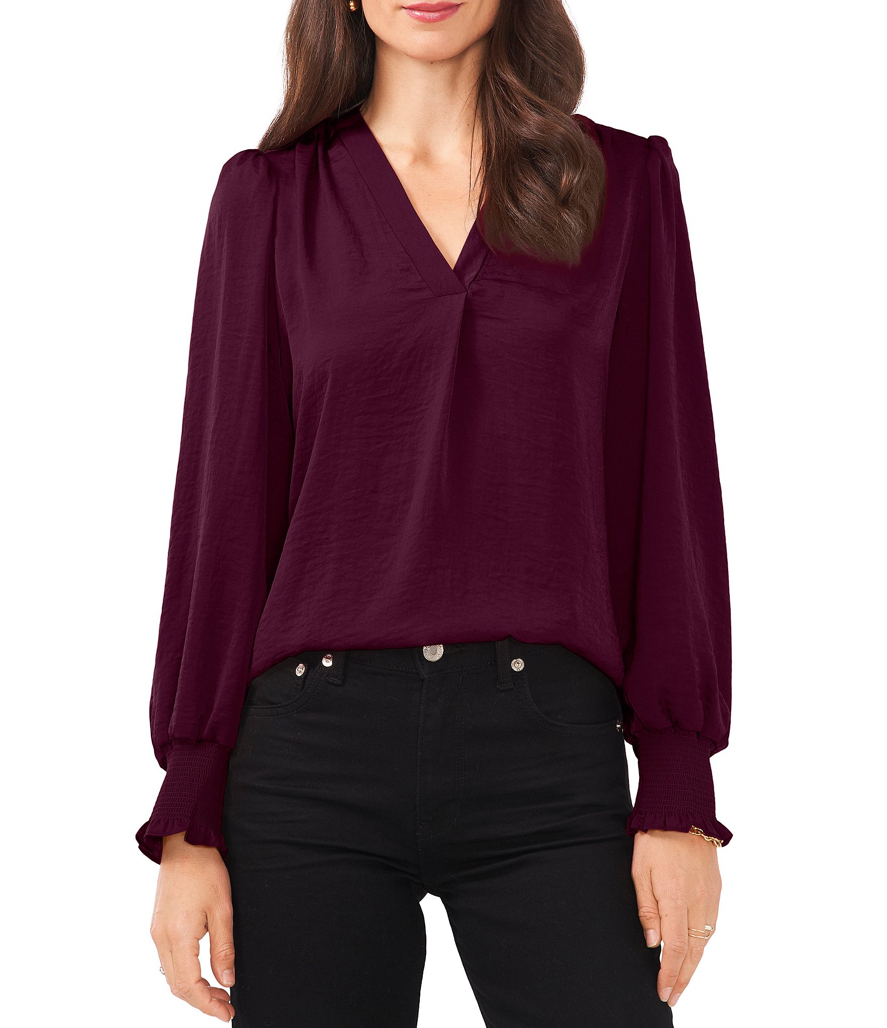Vince Camuto Womens Embellished V-Neck Tie Front Pullover Top Shirt BHFO  3763