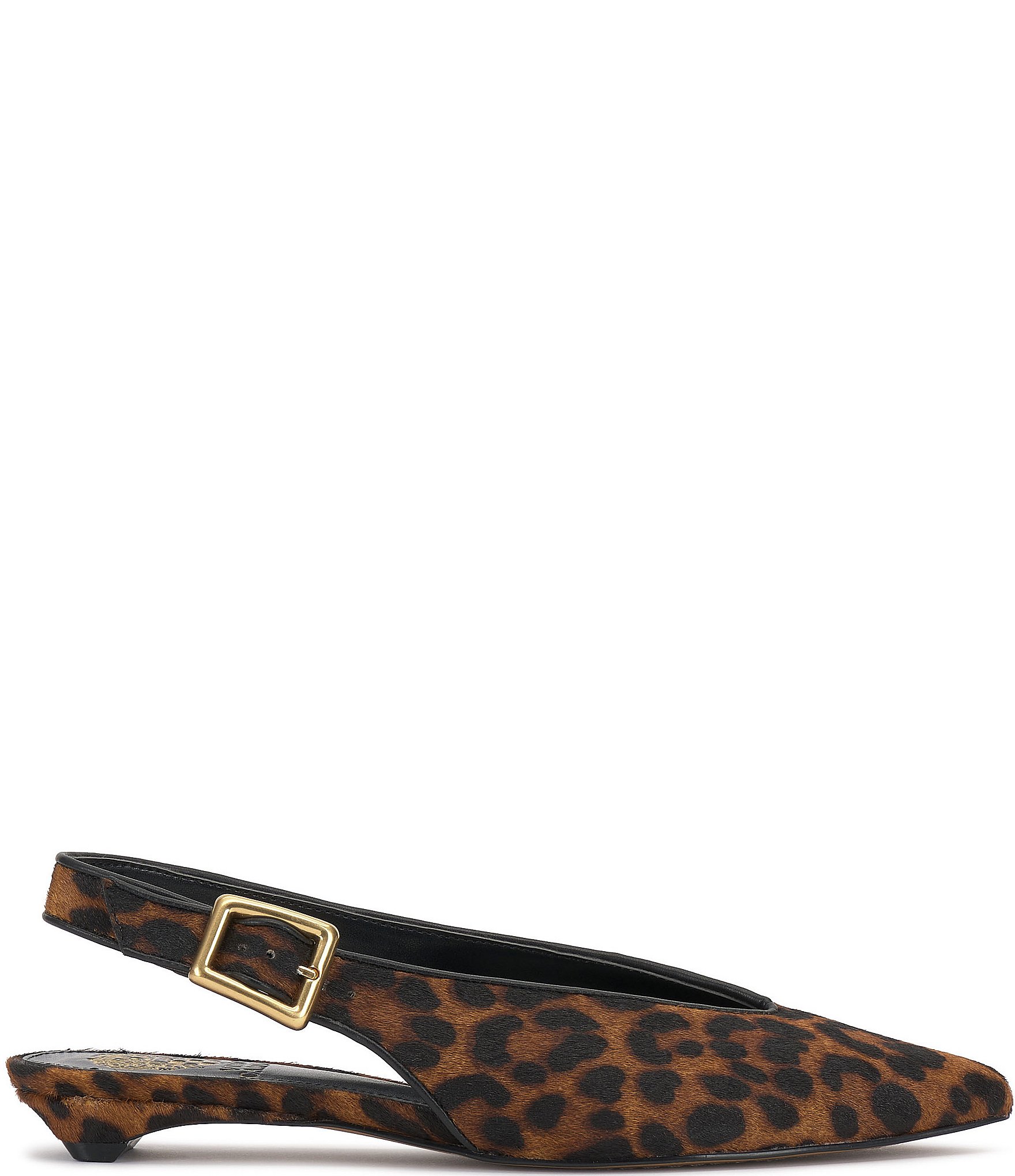 Vince Camuto Valther Leopard Print Haircalf Kitten Heel Slingback Flats