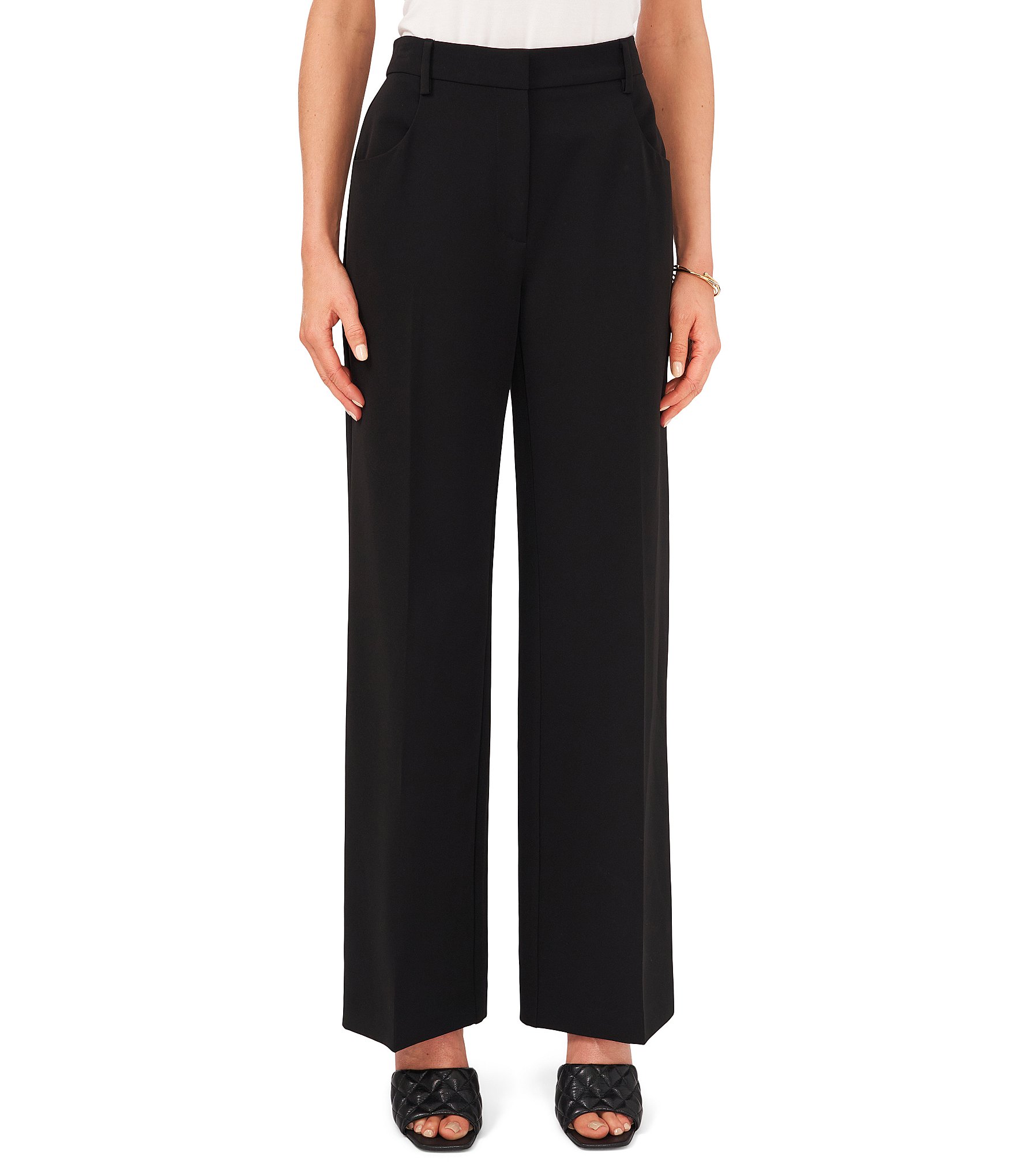 Vince Camuto Wide Leg High Rise Pleat Front Pocketed Pants | Dillard's