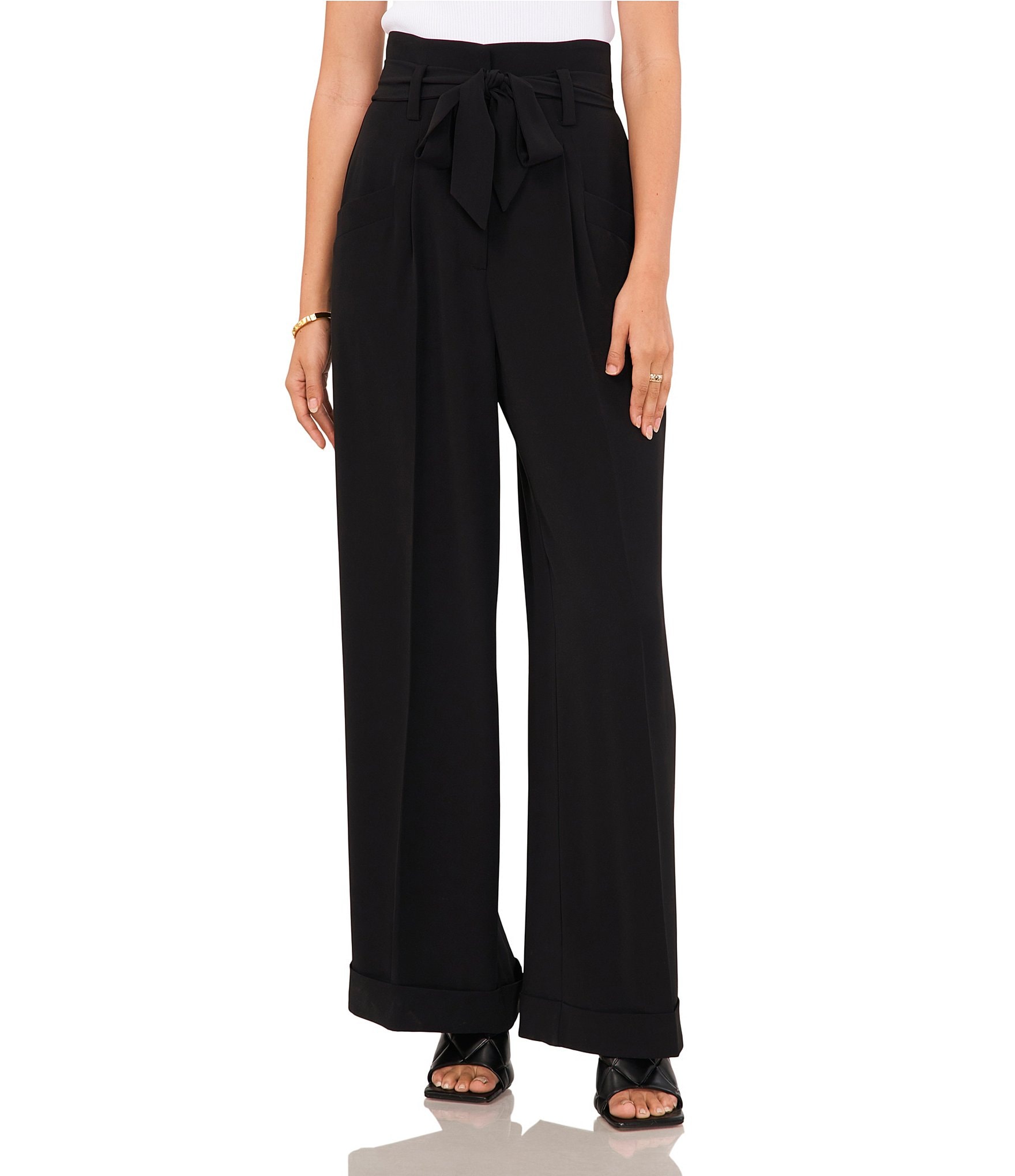 Vince Camuto Wide Leg Trousers with Tie Belt at Waist | Dillard's