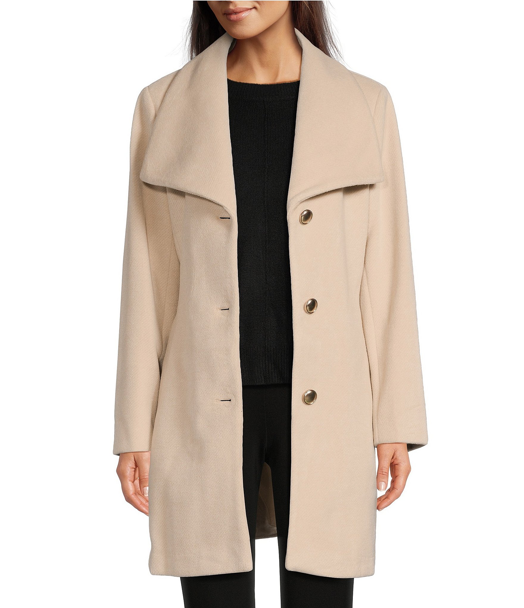 Double face wool outlet blend wrap front coat