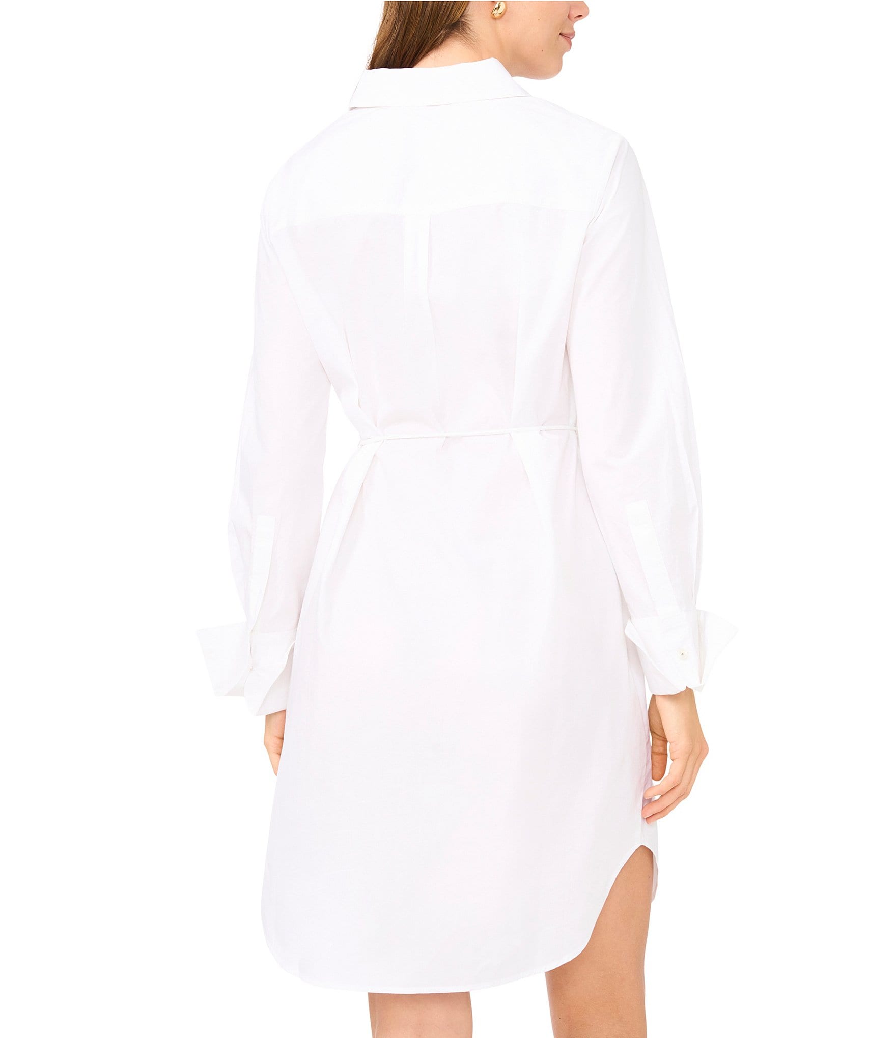 Vince Camuto Woven Point Collar Long Sleeve Button Front Blouse