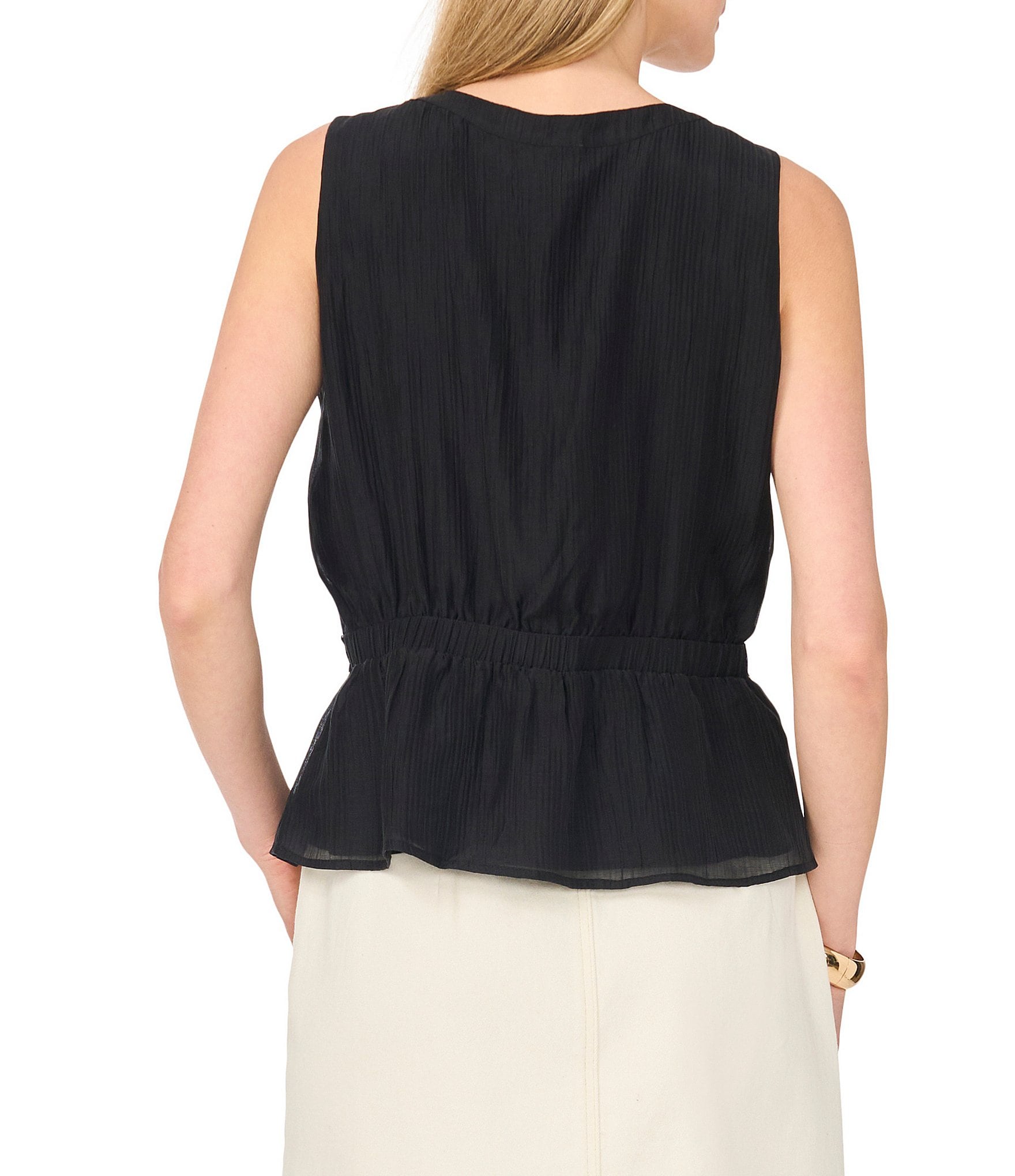 Vince Camuto Woven V-Neck Sleeveless Tank