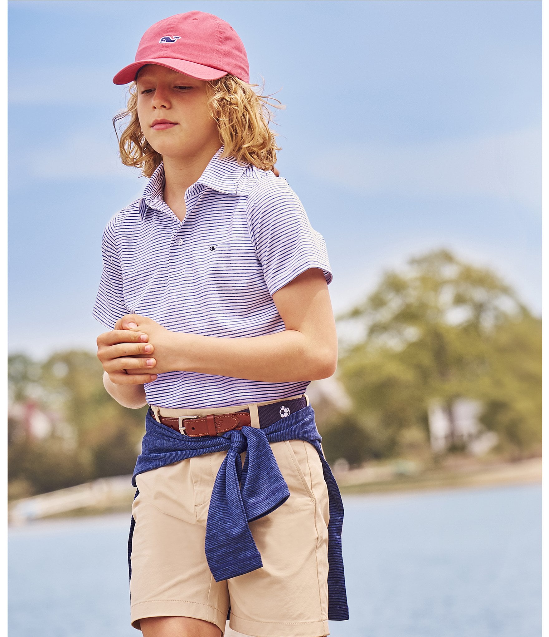 Vineyard Vines Big Boys Bradley Stripe Sankaty Polo Shirt