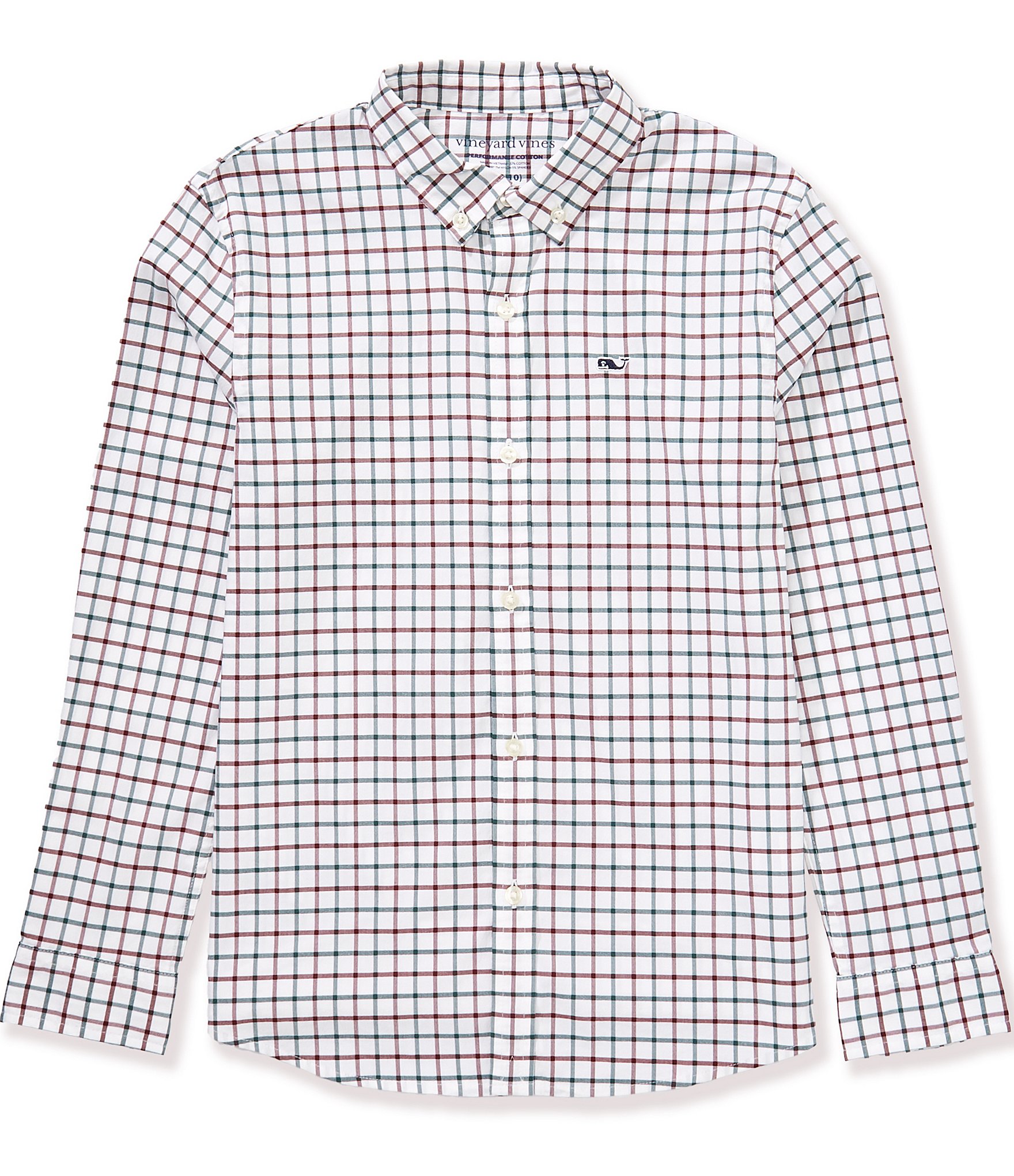 Vineyard Vines Big Boys Quidnet Plaid Long Sleeve Performance Sport Shirt